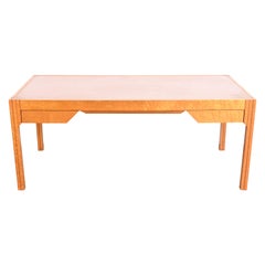 Pierre Paulin for Baker Art Deco Birdseye Maple Leather Top Executive Desk