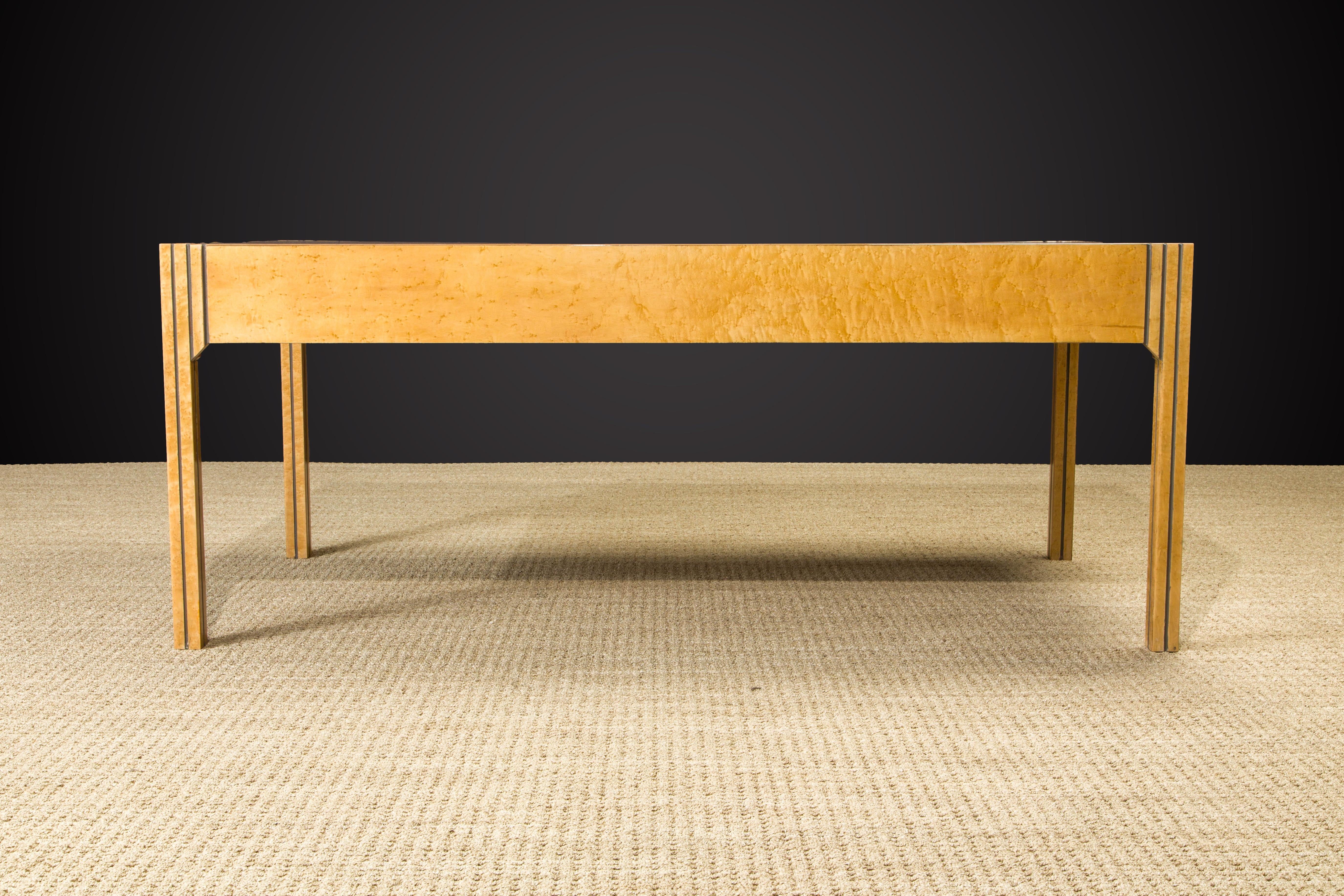 Pierre Paulin for Baker Bird's-Eye Maple and Leather Top Geometric Desk, 1984  5