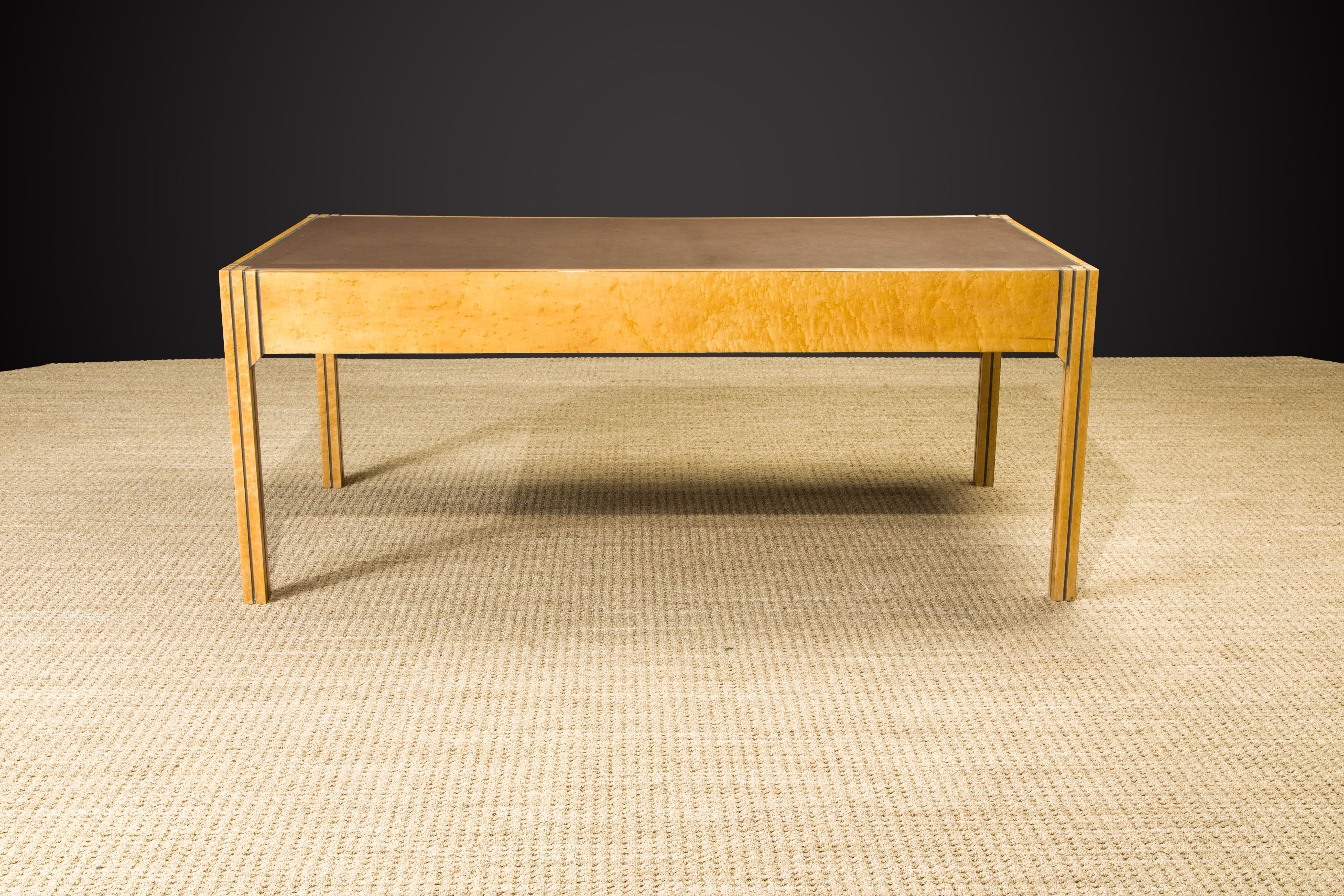 Pierre Paulin for Baker Bird's-Eye Maple and Leather Top Geometric Desk, 1984 6