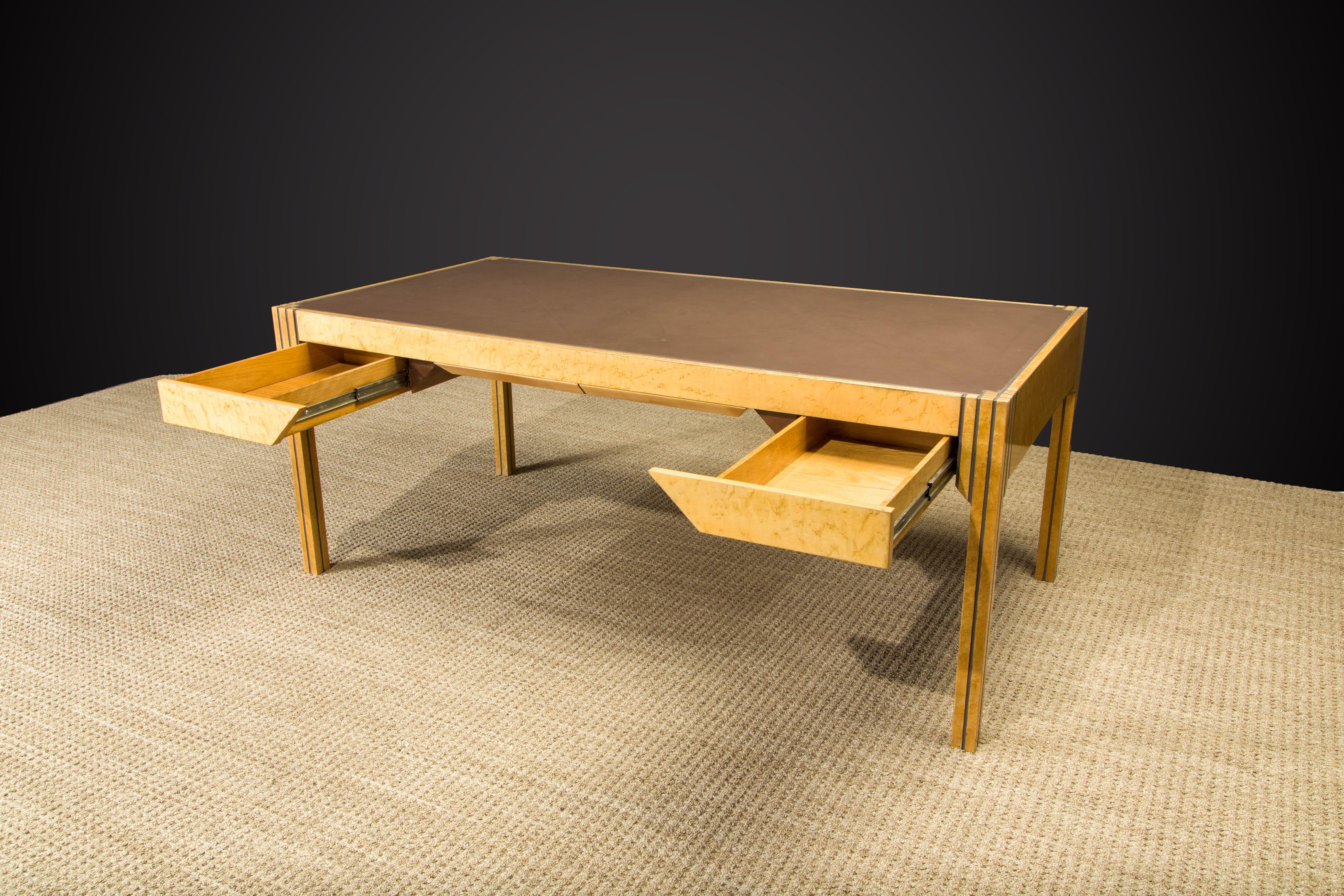 Pierre Paulin for Baker Bird's-Eye Maple and Leather Top Geometric Desk, 1984  12