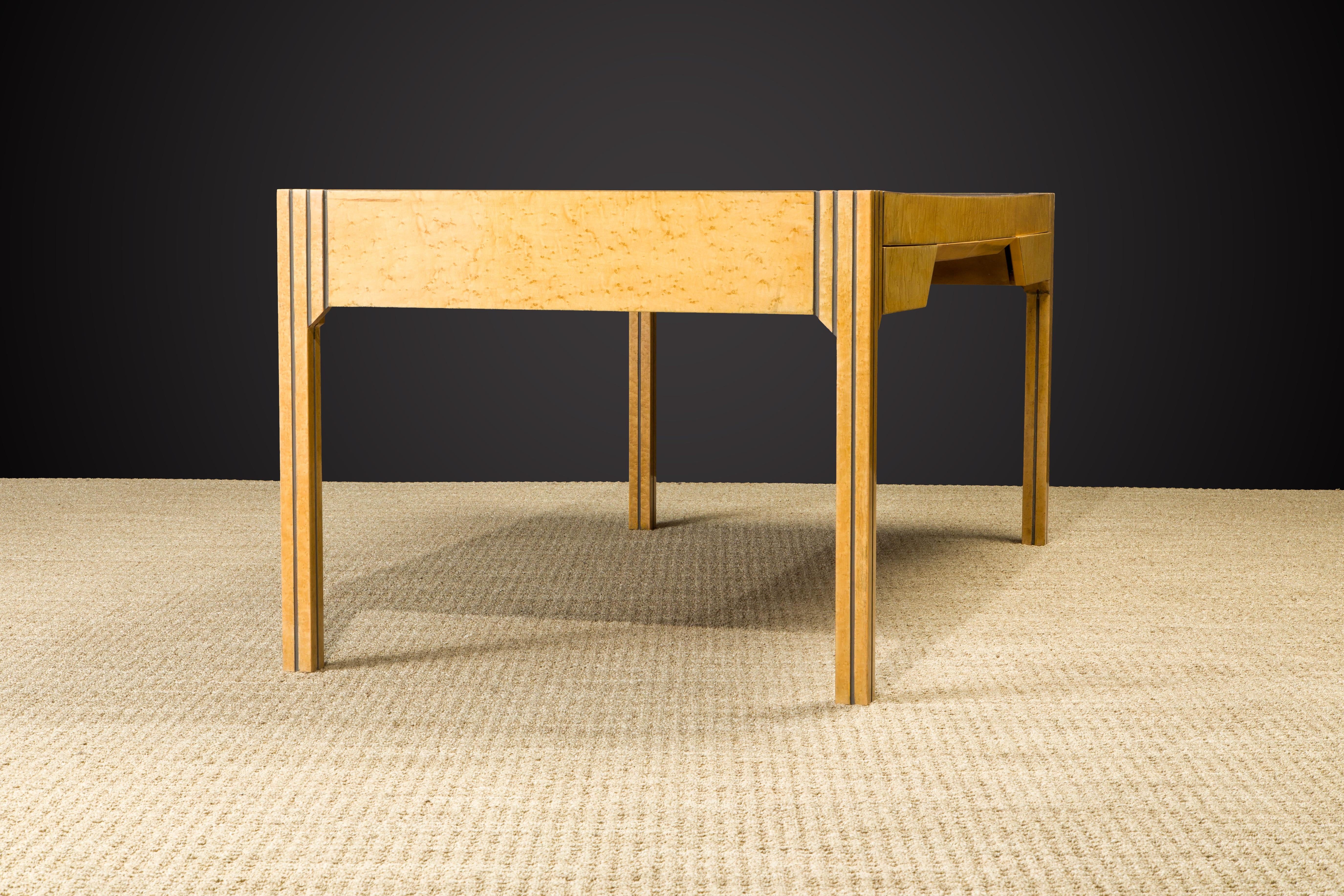 Pierre Paulin for Baker Bird's-Eye Maple and Leather Top Geometric Desk, 1984 3