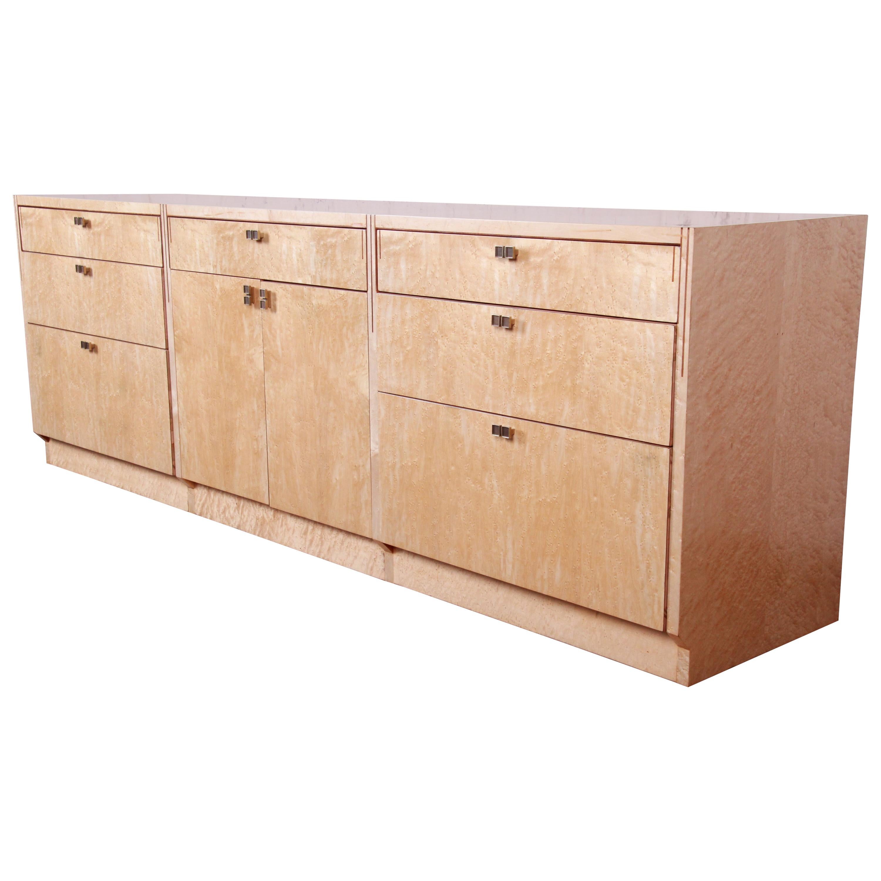 Pierre Paulin for Baker Bird's-Eye Maple Modern Art Deco Credenza, Restored