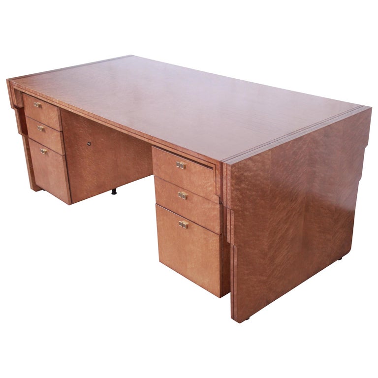 Pierre Paulin For Baker Furniture Maple And Walnut Inlay Art Deco