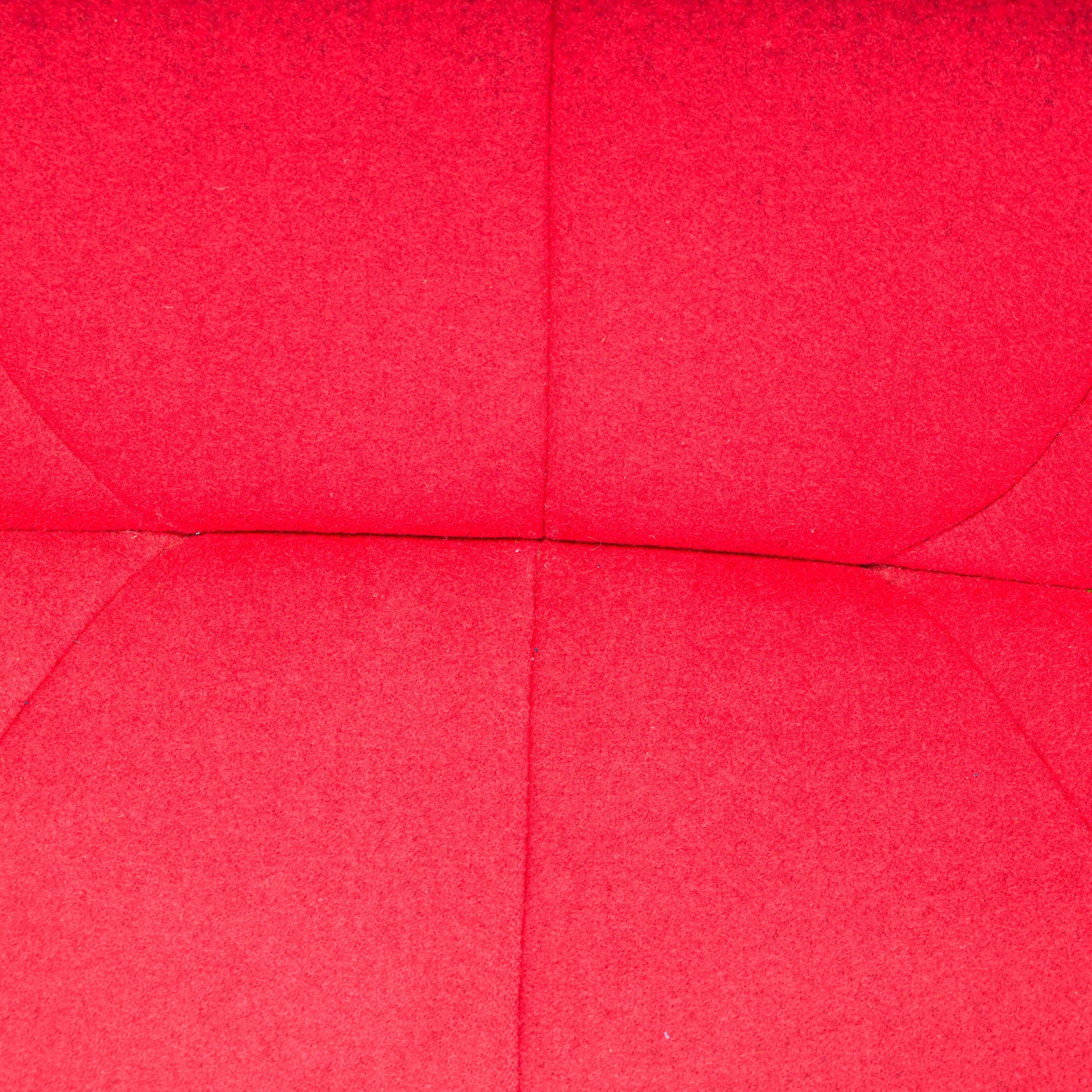 French Pierre Paulin for Ligne Roset Red Fabric 2 Seater Pumpkin Loveseat Sofa