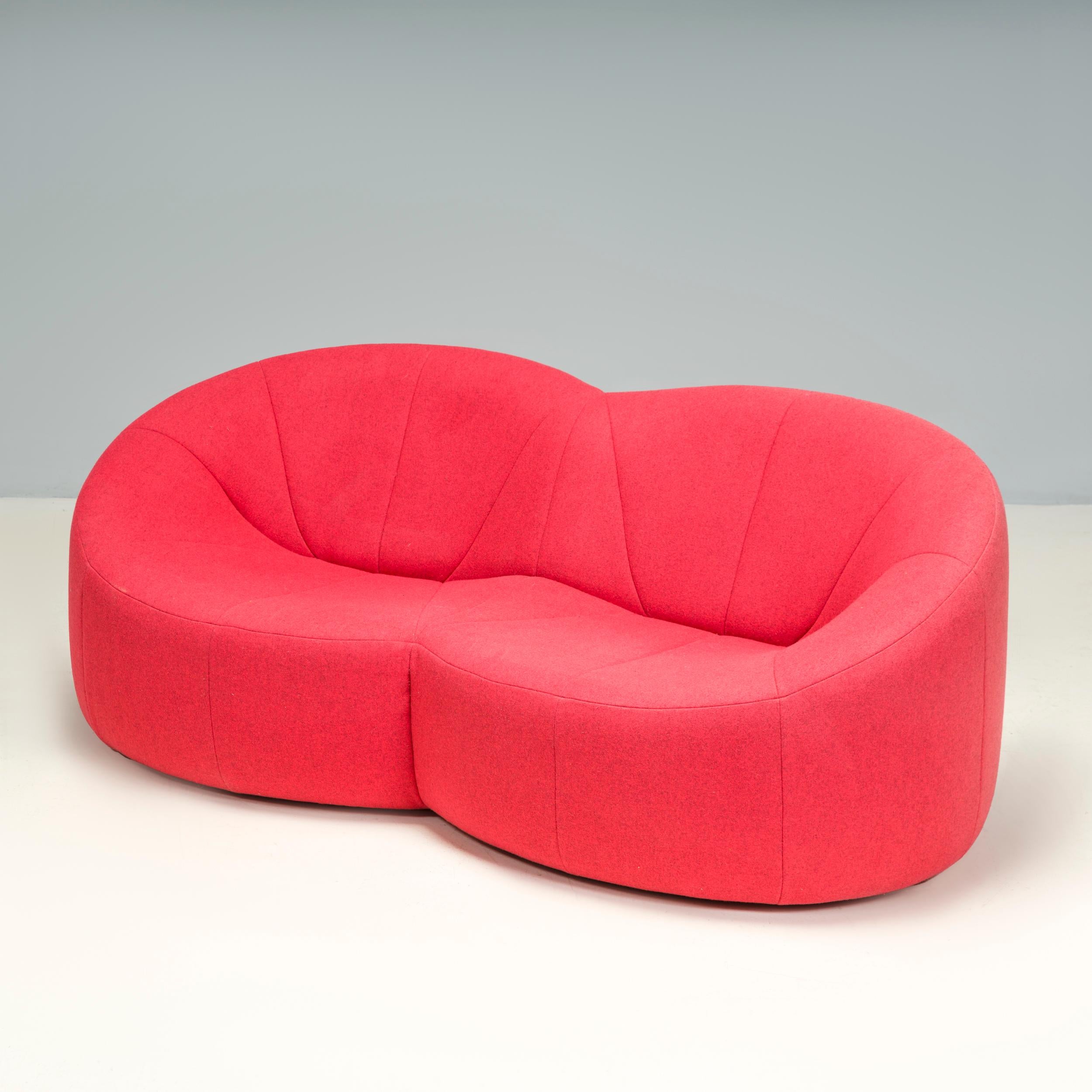 Pierre Paulin for Ligne Roset Red Fabric 2 Seater Pumpkin Loveseat Sofa 1