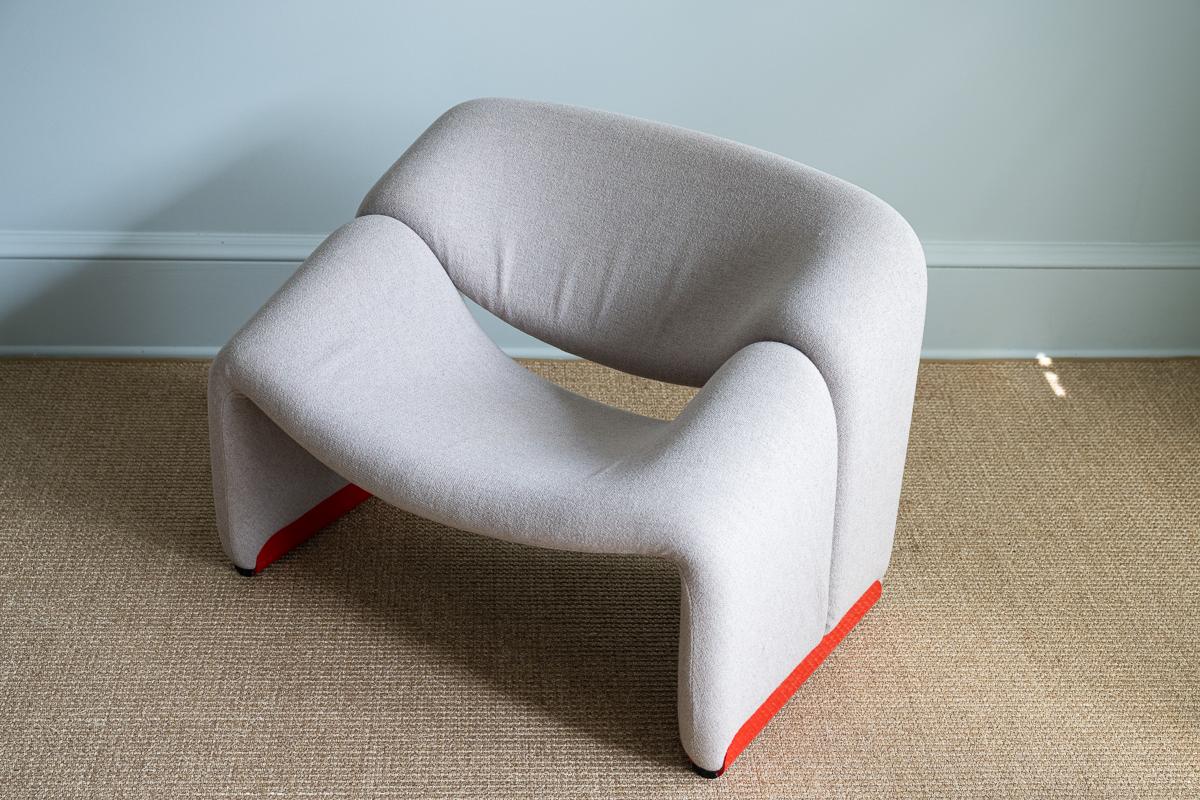 Metal Pierre Paulin Grey Groovy Chair For Sale
