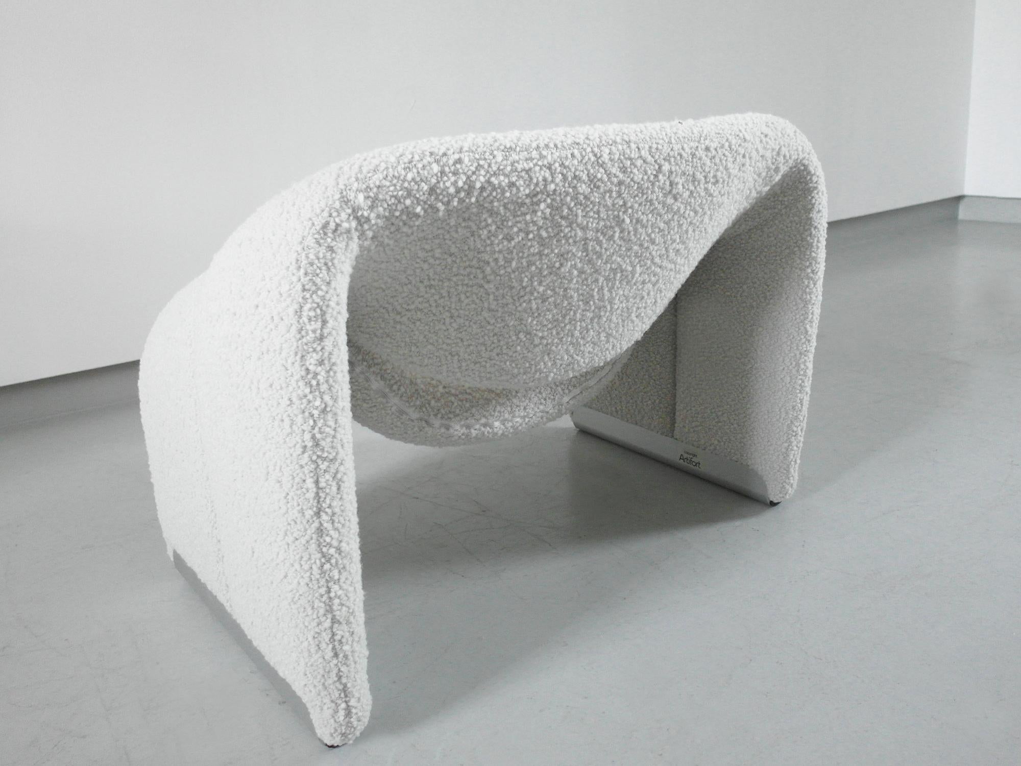 Dutch Pierre Paulin Groovy Chair in Ivory Wool for Artifort, The Netherlands, 1973
