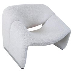 Pierre Paulin Groovy Chair in Ivory Wool for Artifort, The Netherlands, 1973