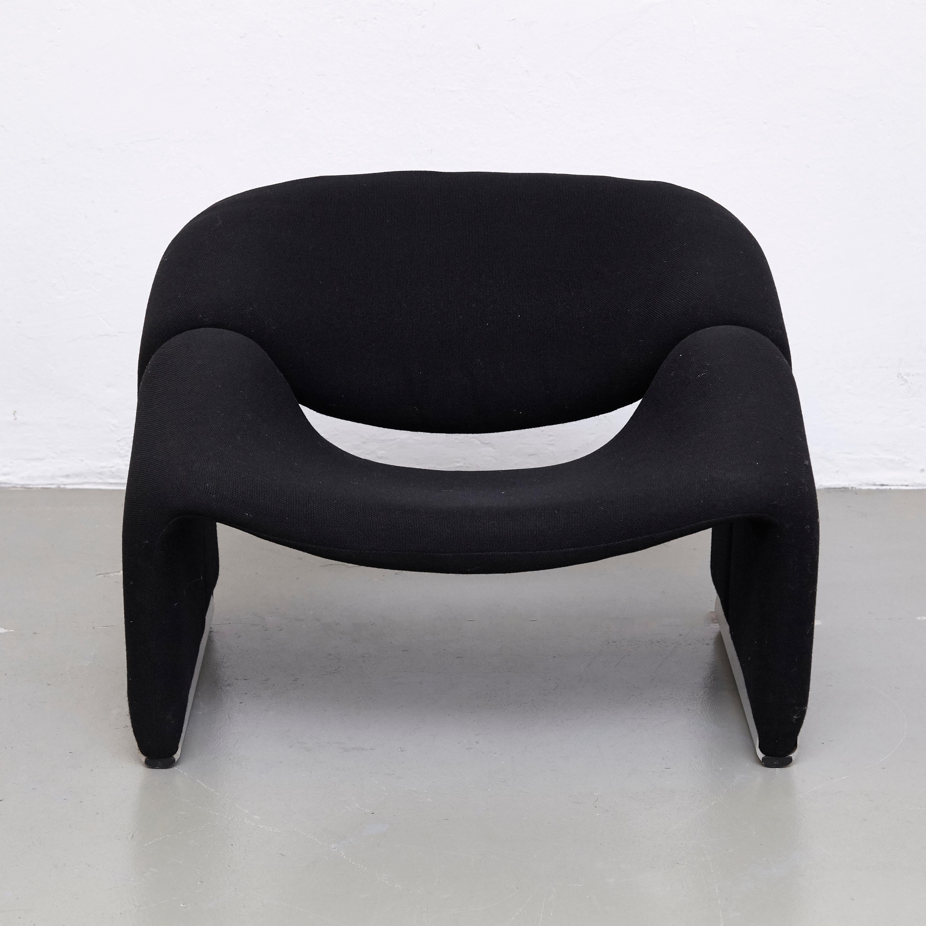 Pierre Paulin, Mid Century Modern, Black Upholstered Groovy Lounge Chair, 1970 8