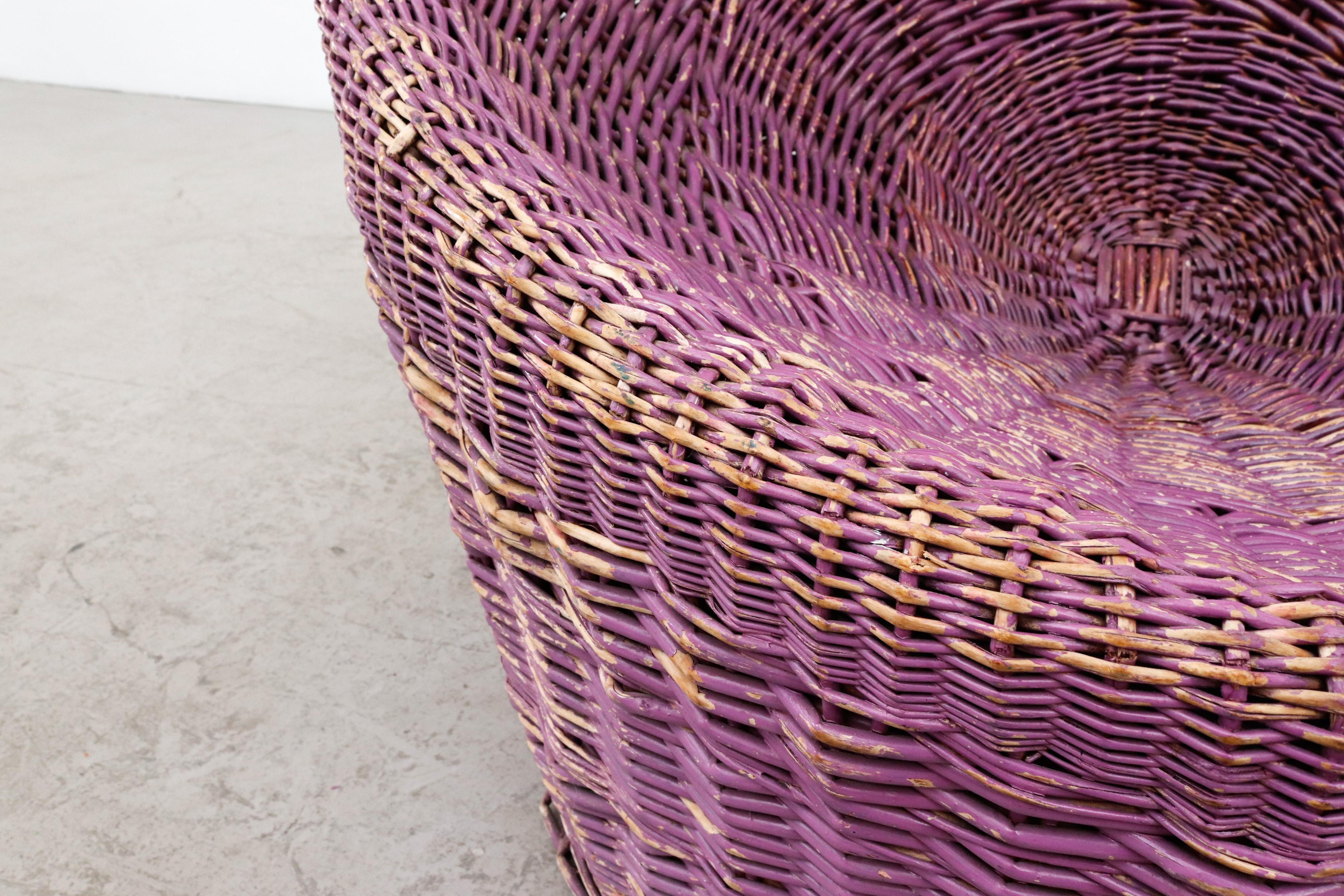 Pierre Paulin Inspired Boysenberry Rattan Basket Chair 6