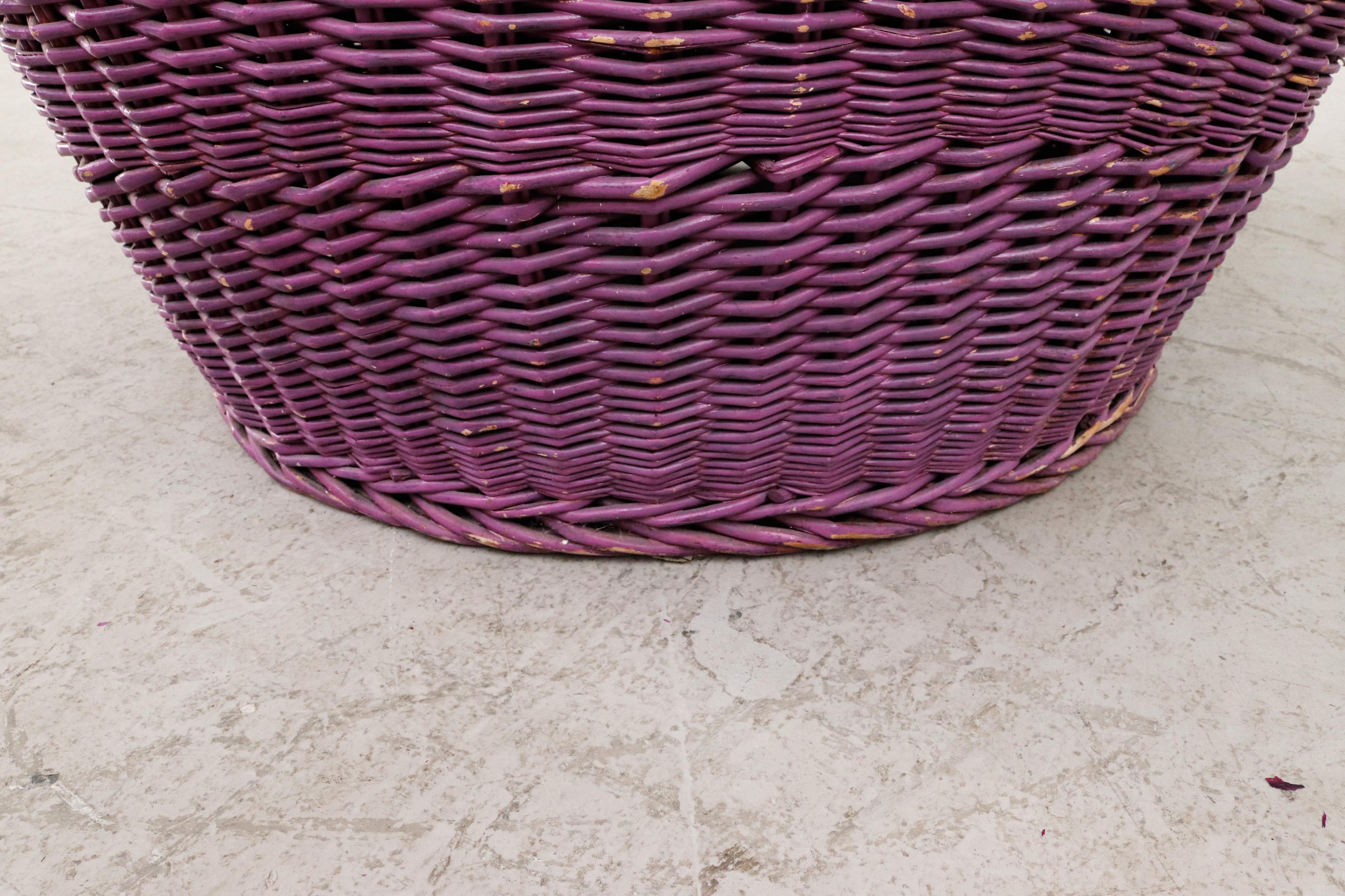 Pierre Paulin Inspired Boysenberry Rattan Basket Chair 7