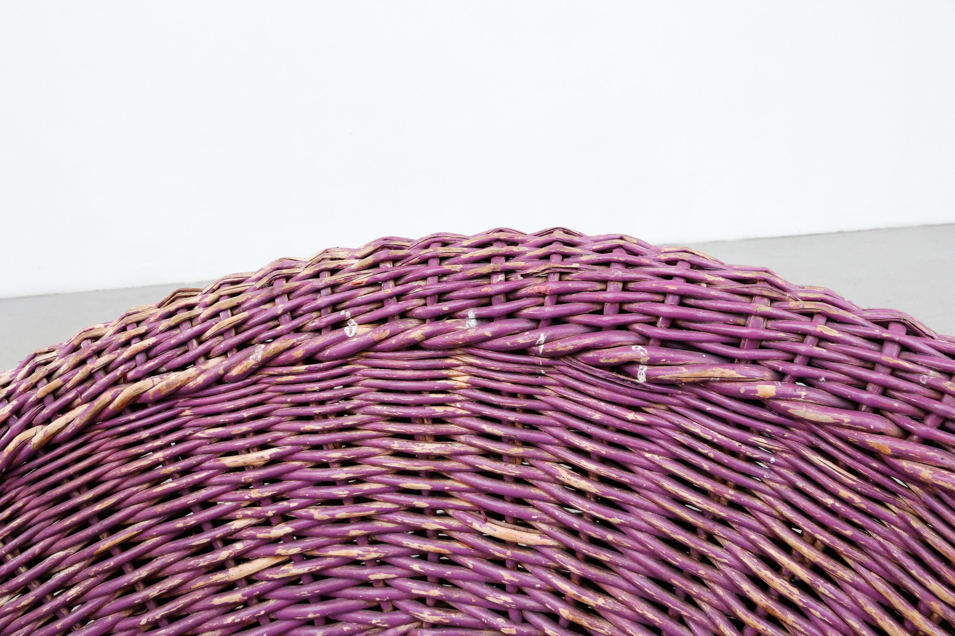 Pierre Paulin Inspired Boysenberry Rattan Basket Chair 1