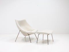 Pierre Paulin Large "Oyster" Chair and Footstool for Artifort in Pierre Frey