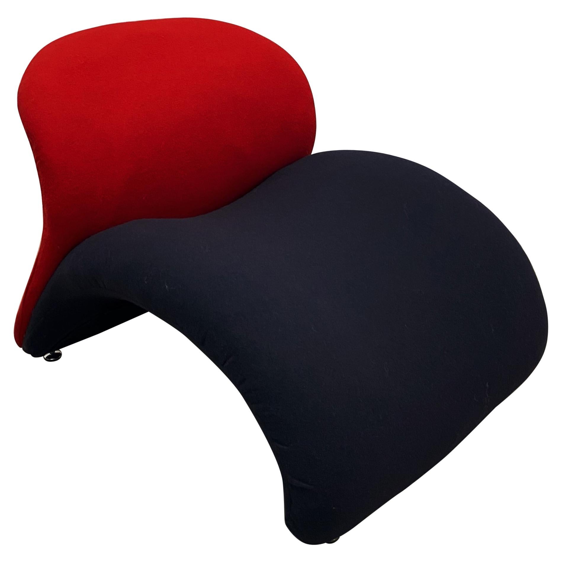 Fauteuil de salon noir et rouge « Le Chat » de Pierre Paulin pour Artifort en vente