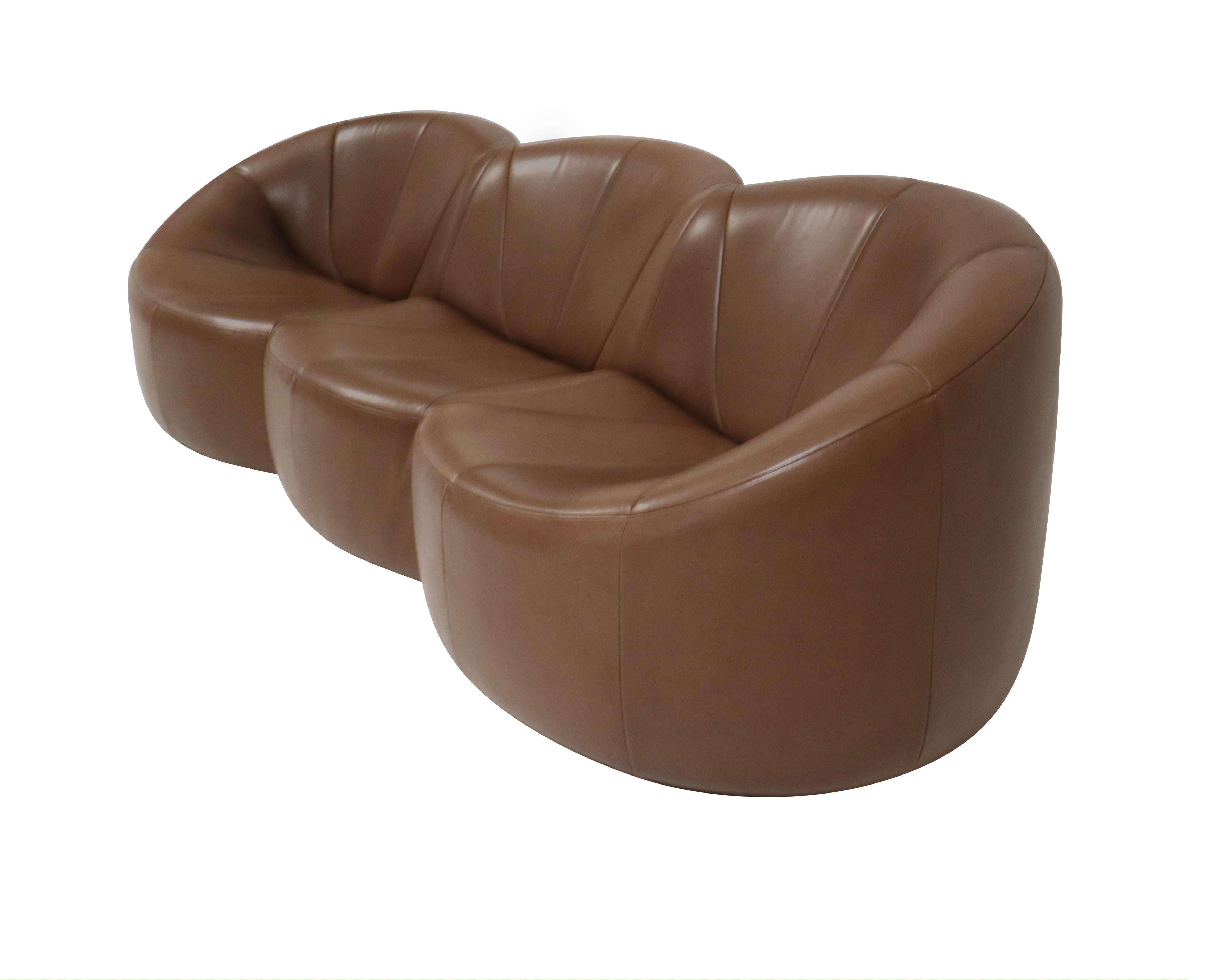 Pumpkin sofa by Pierre Paulin. Original leather is soft and supple.