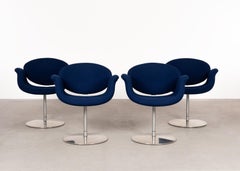 Pierre Paulin Little Tulip Dining Chair in Blue Fabric for Artifort, Netherlands