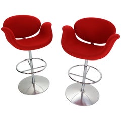 Retro Pierre Paulin "Little Tulip" Set of 2 Swiveling Barstools for Artifort