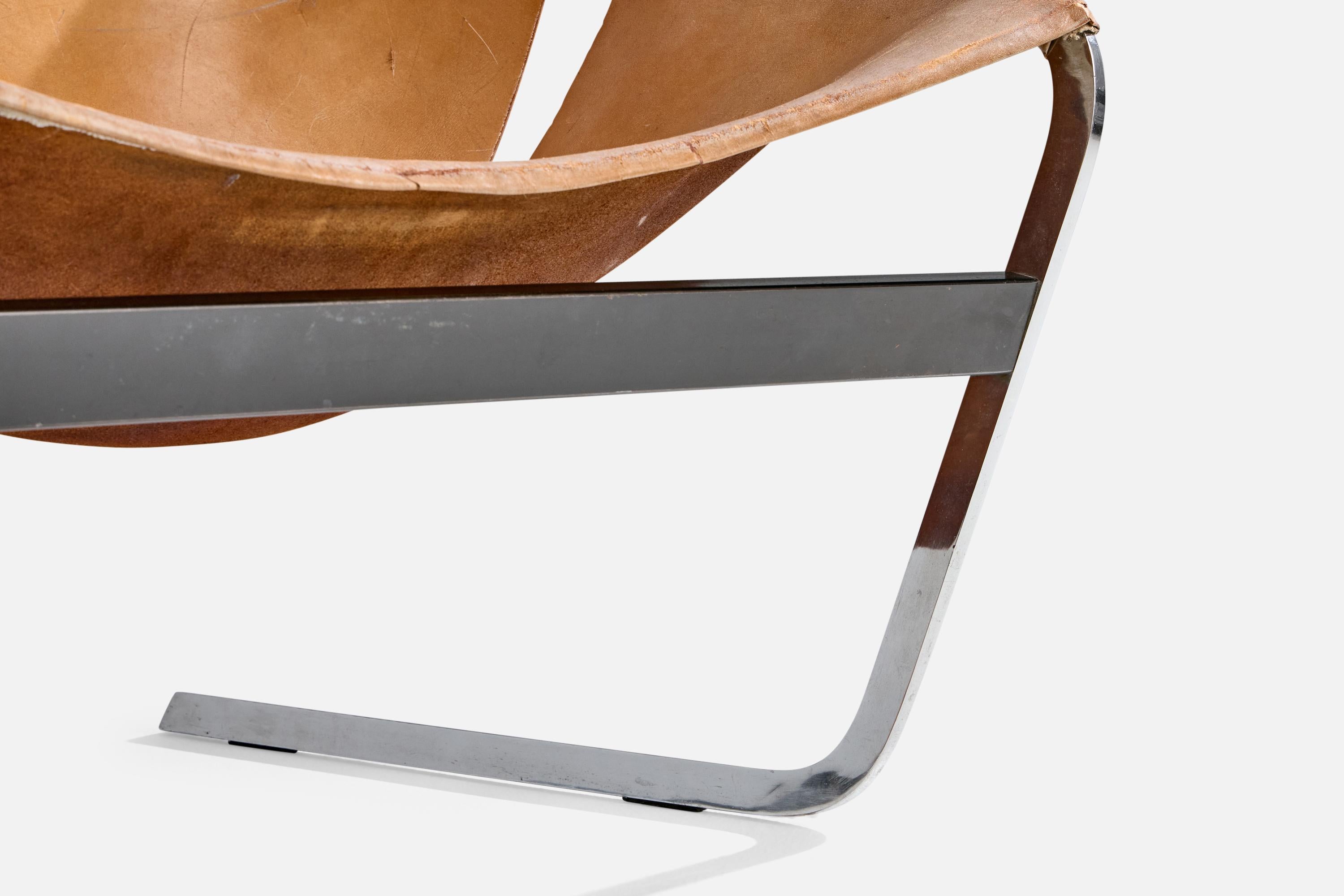 Pierre Paulin, Lounge Chair, Metal, Leather, Netherlands, 1960s For Sale 7