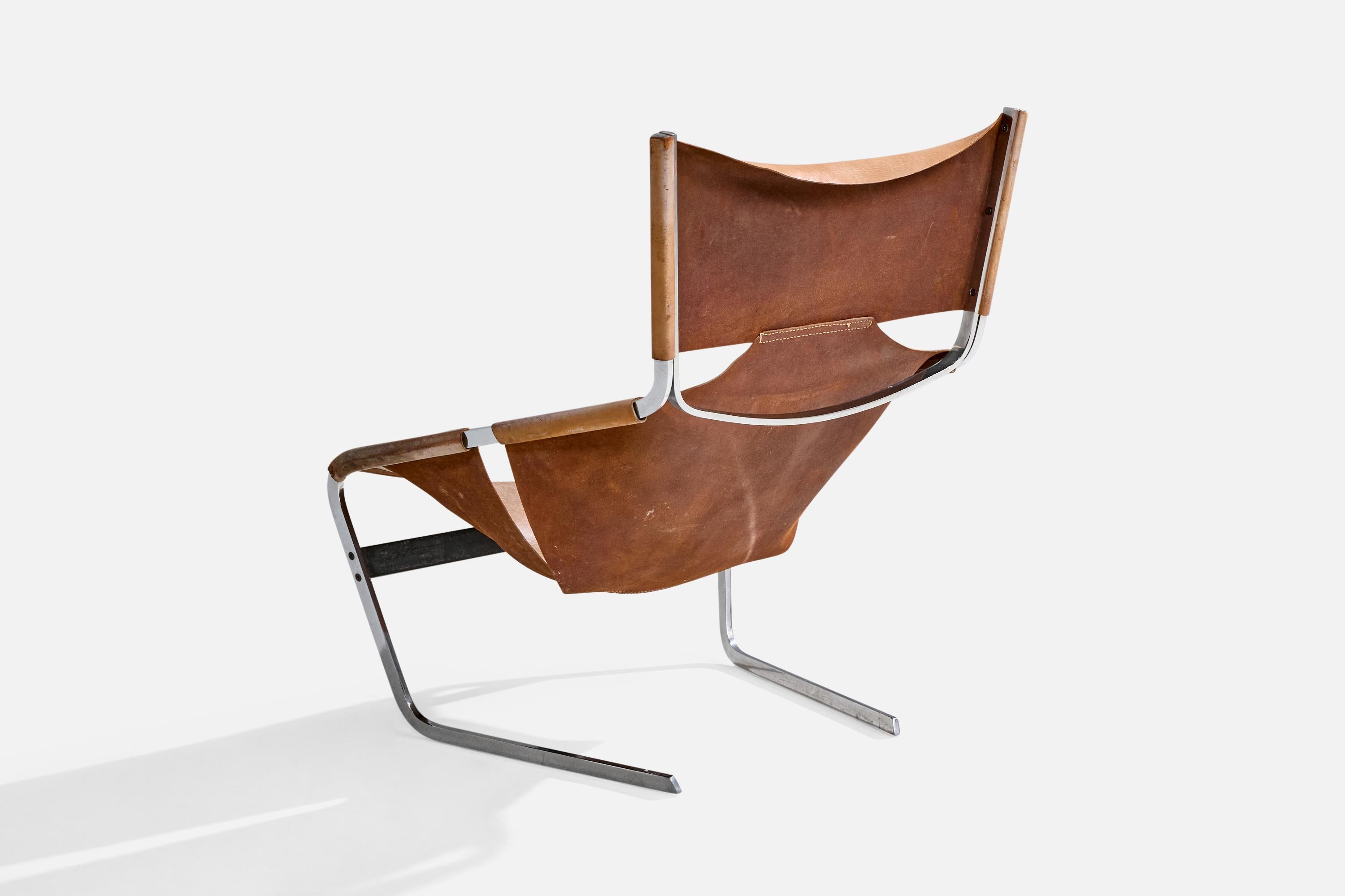 Pierre Paulin, Lounge Chair, Metal, Leather, Netherlands, 1960s In Good Condition For Sale In High Point, NC