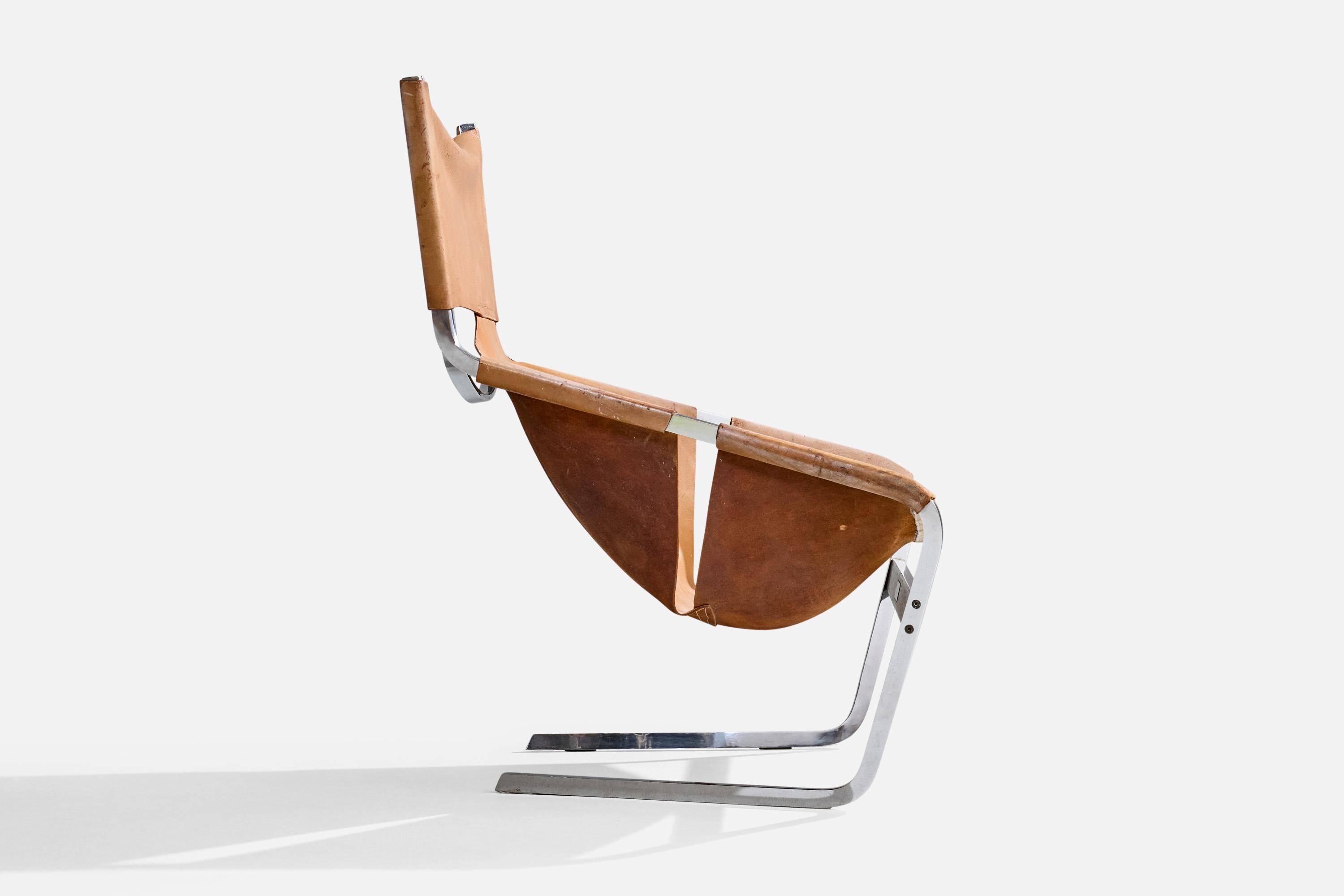 Mid-20th Century Pierre Paulin, Lounge Chair, Metal, Leather, Netherlands, 1960s For Sale
