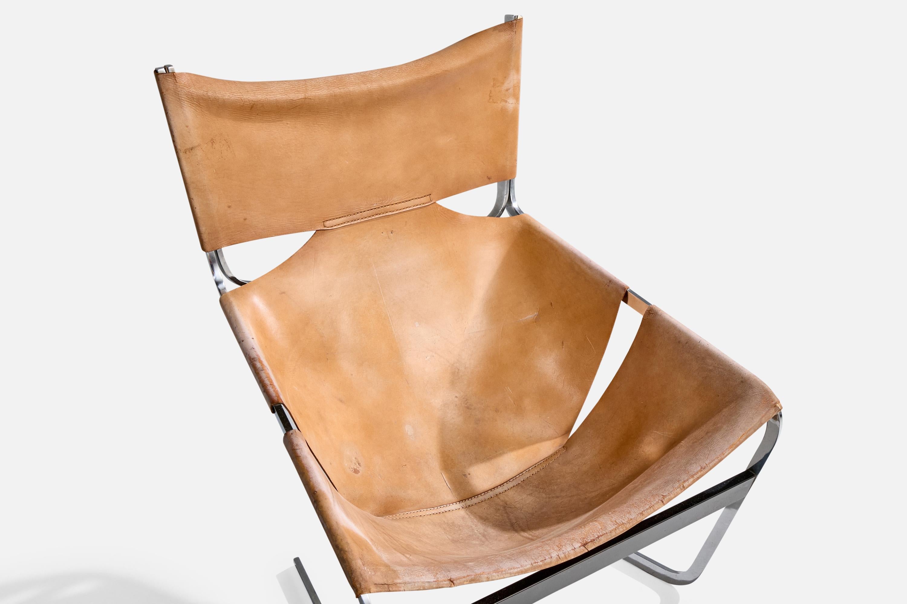 Pierre Paulin, Lounge Chair, Metal, Leather, Netherlands, 1960s For Sale 1