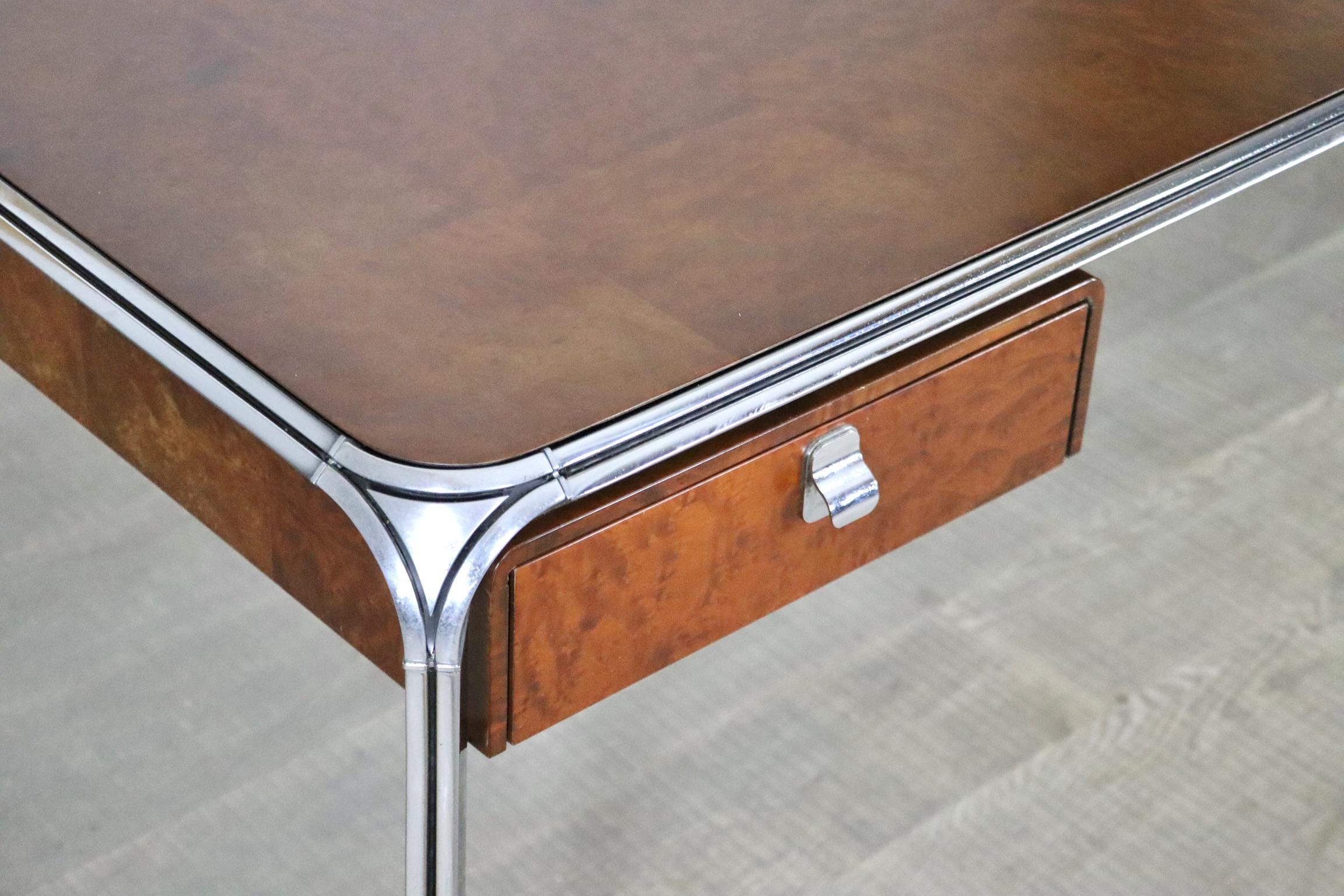 Stainless Steel Pierre Paulin Model 250 Directors Desk with Cabinets for Dassas, France, ca 1975