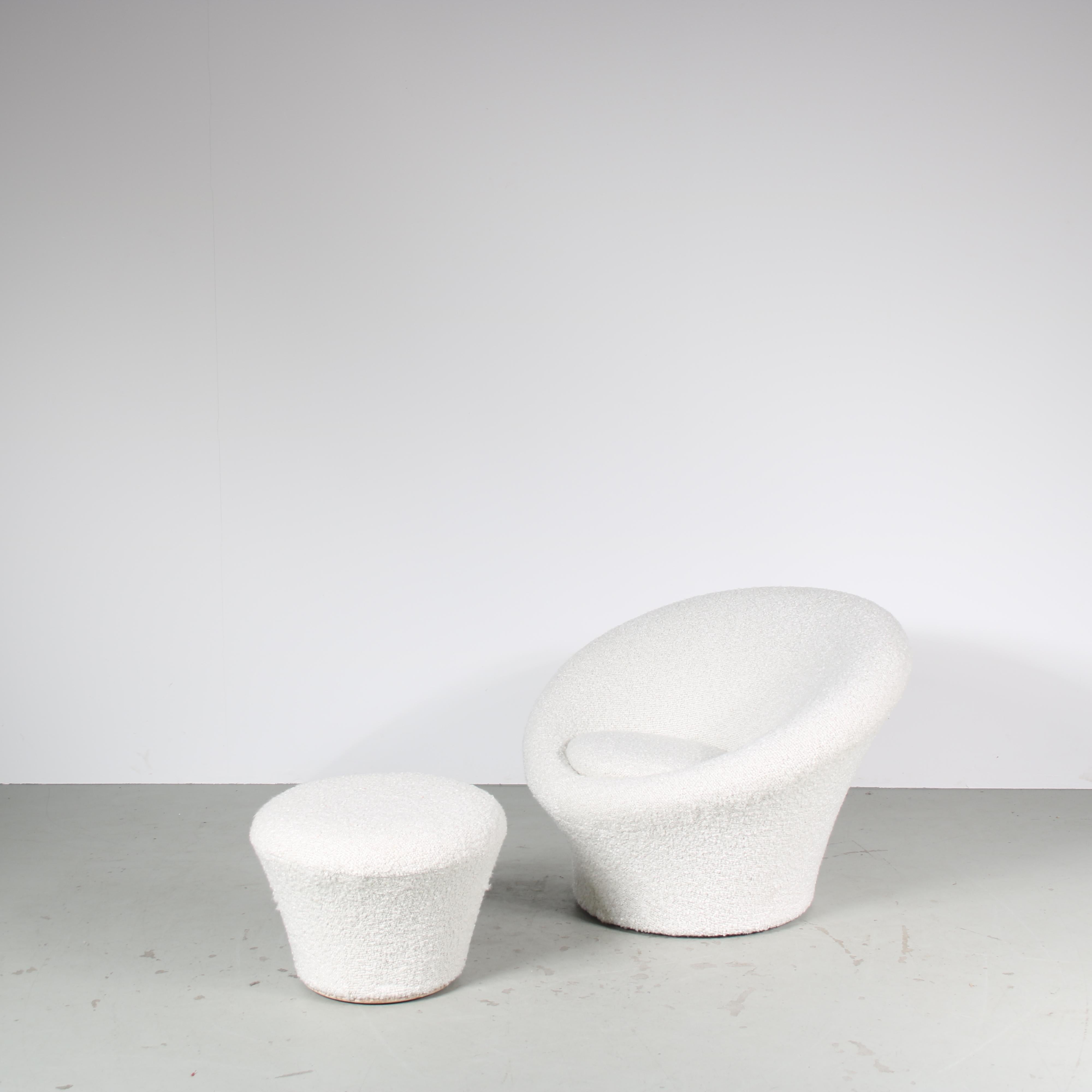 Dutch Pierre Paulin “Mushroom” Chair with Stool for Artifort, Netherlands 1960 For Sale