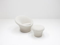 Pierre Paulin "Mushroom" Lounge Chair & Ottoman in Pierre Frey, Artifort, 1960s