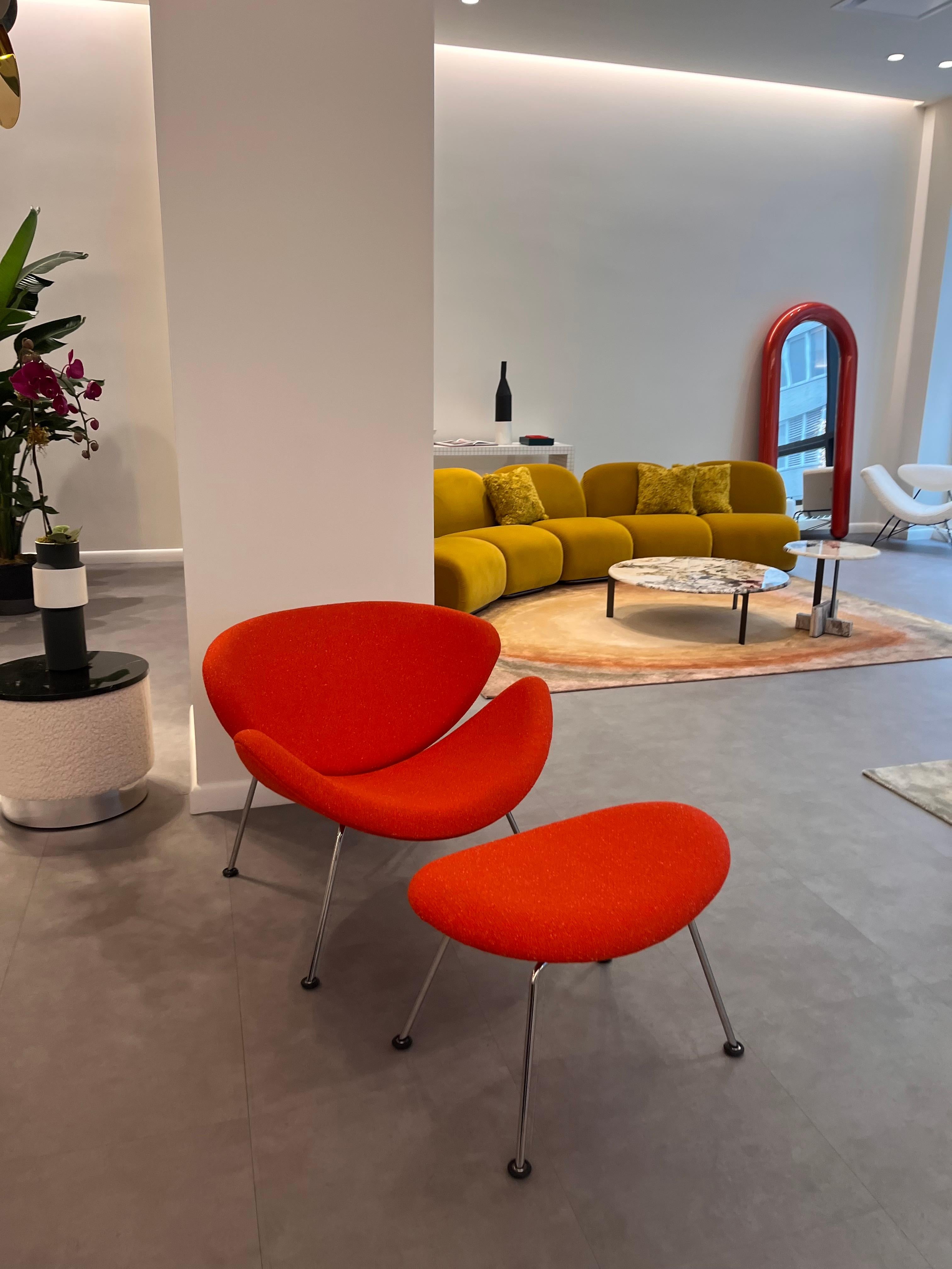 Pierre Paulin Orange Slice Armchair and Ottoman in Raf Simon Pilot Fabric STOCK 1