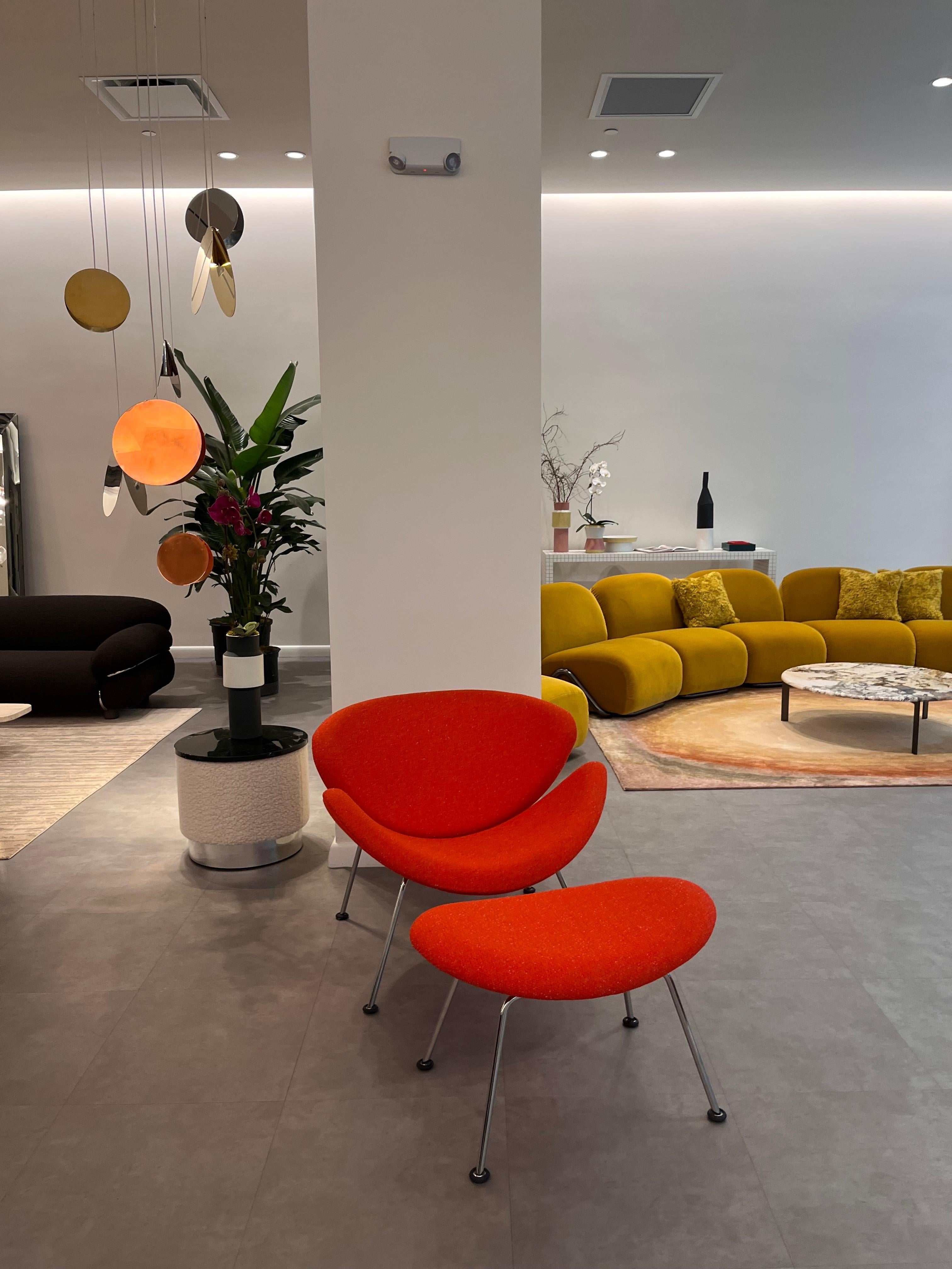 Contemporary Pierre Paulin Orange Slice Armchair and Ottoman in Raf Simon Pilot Fabric STOCK