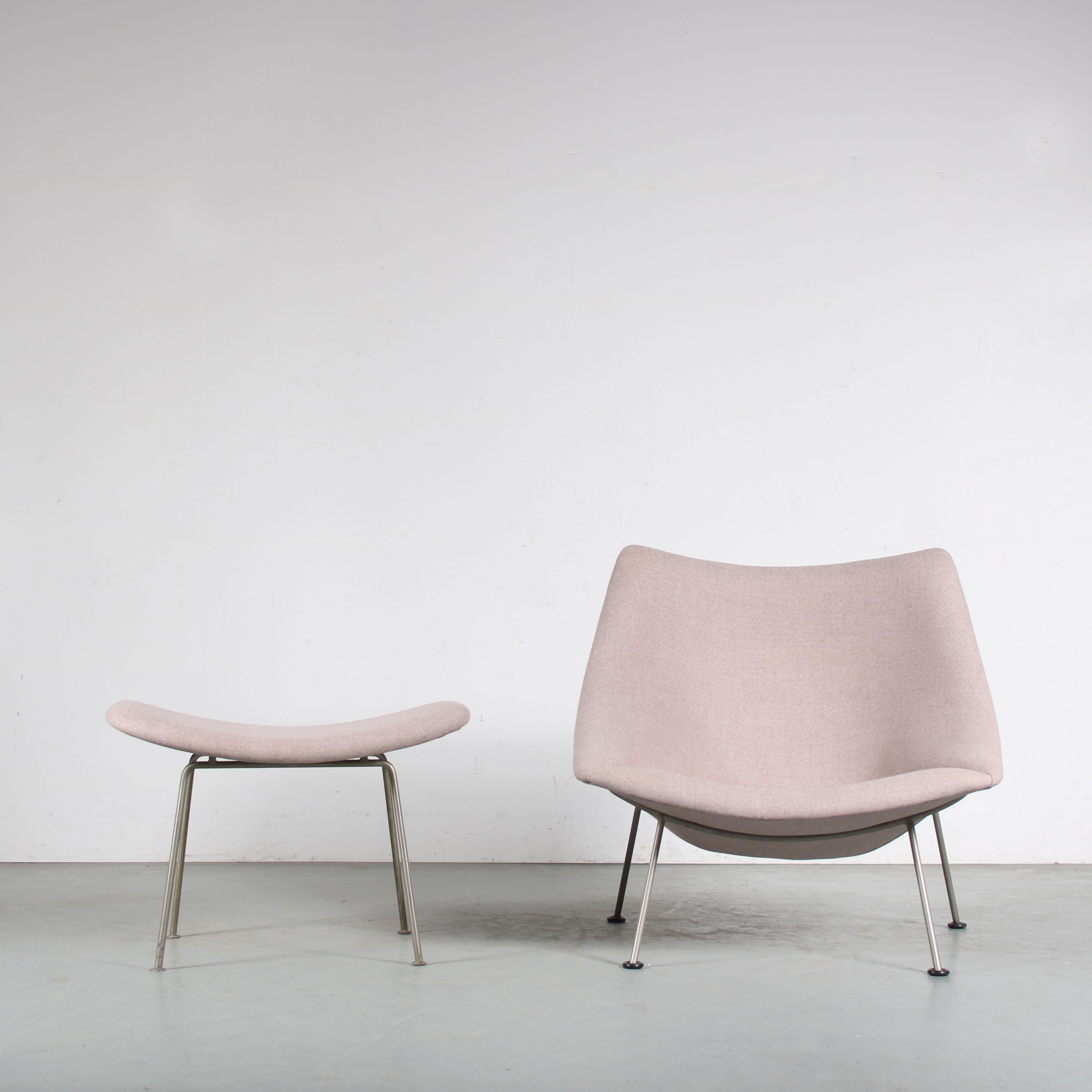 Mid-Century Modern Pierre Paulin “Oyster” Chair and Ottoman for Artifort, Netherlands 1950