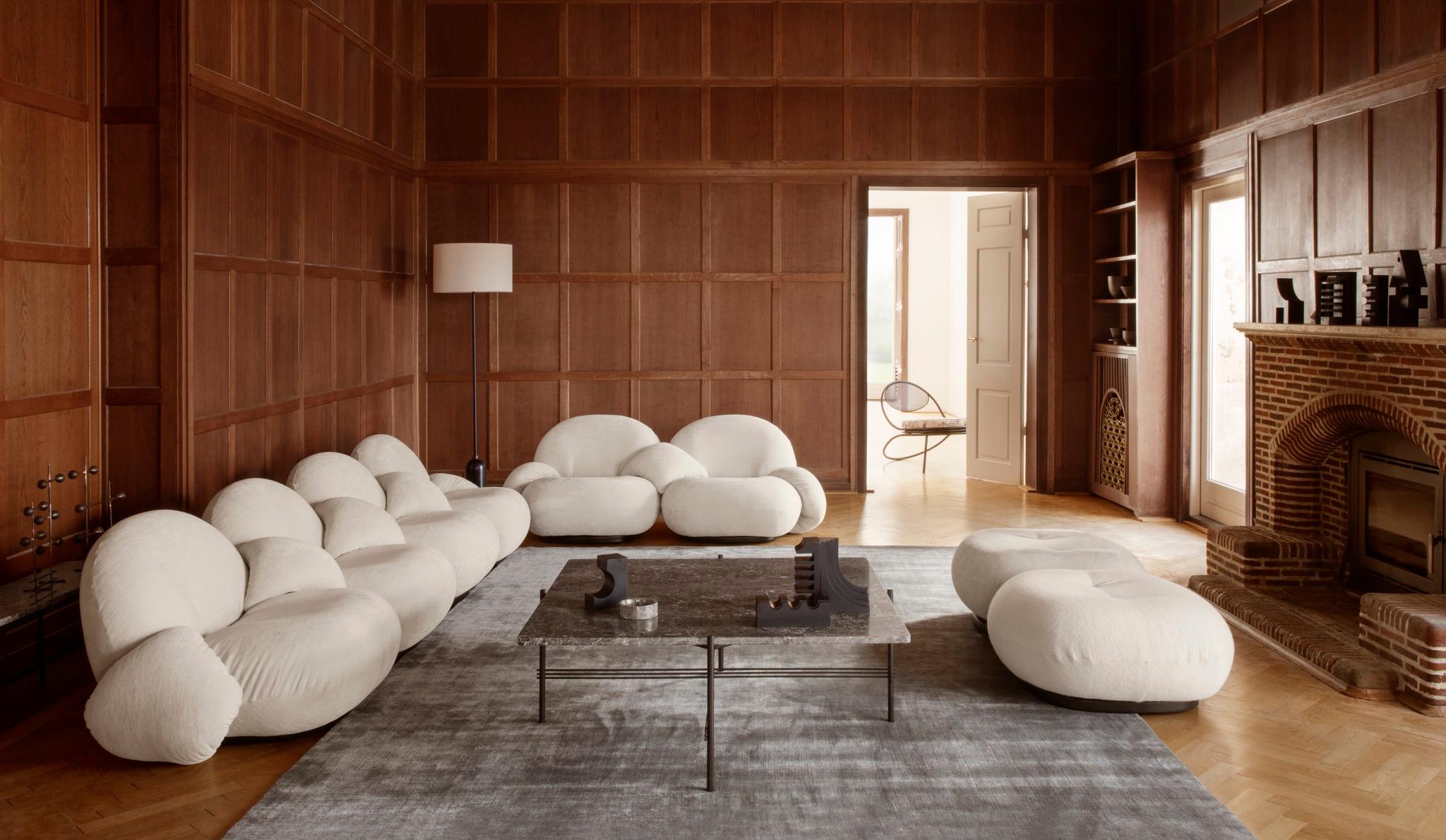 Danish Pierre Paulin 'Pacha' Upholstered Ottoman with Pearl Base for Gubi For Sale