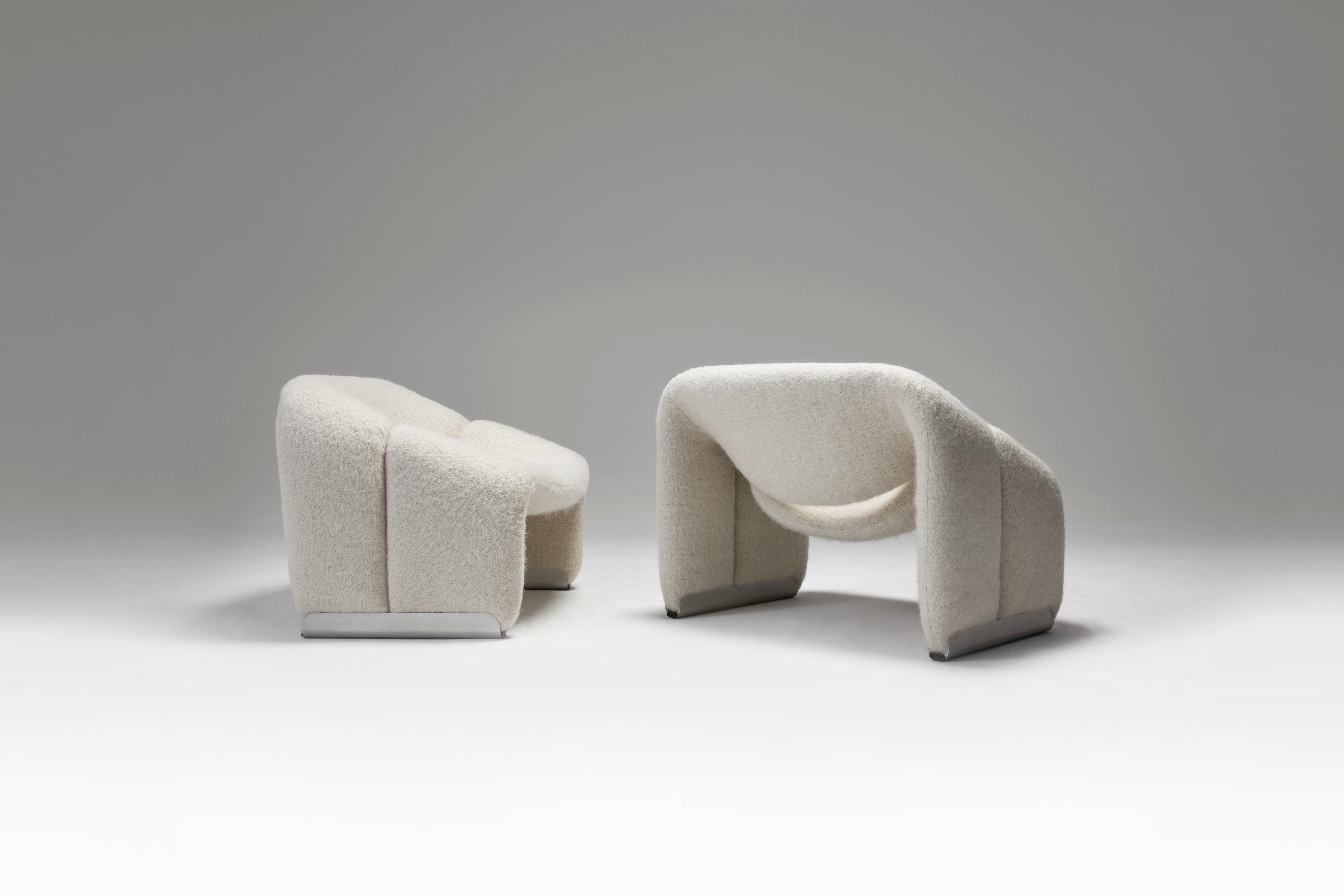 Dutch Pierre Paulin Pair of F598 Groovy Armchairs for Artifort Netherlands, 1972 