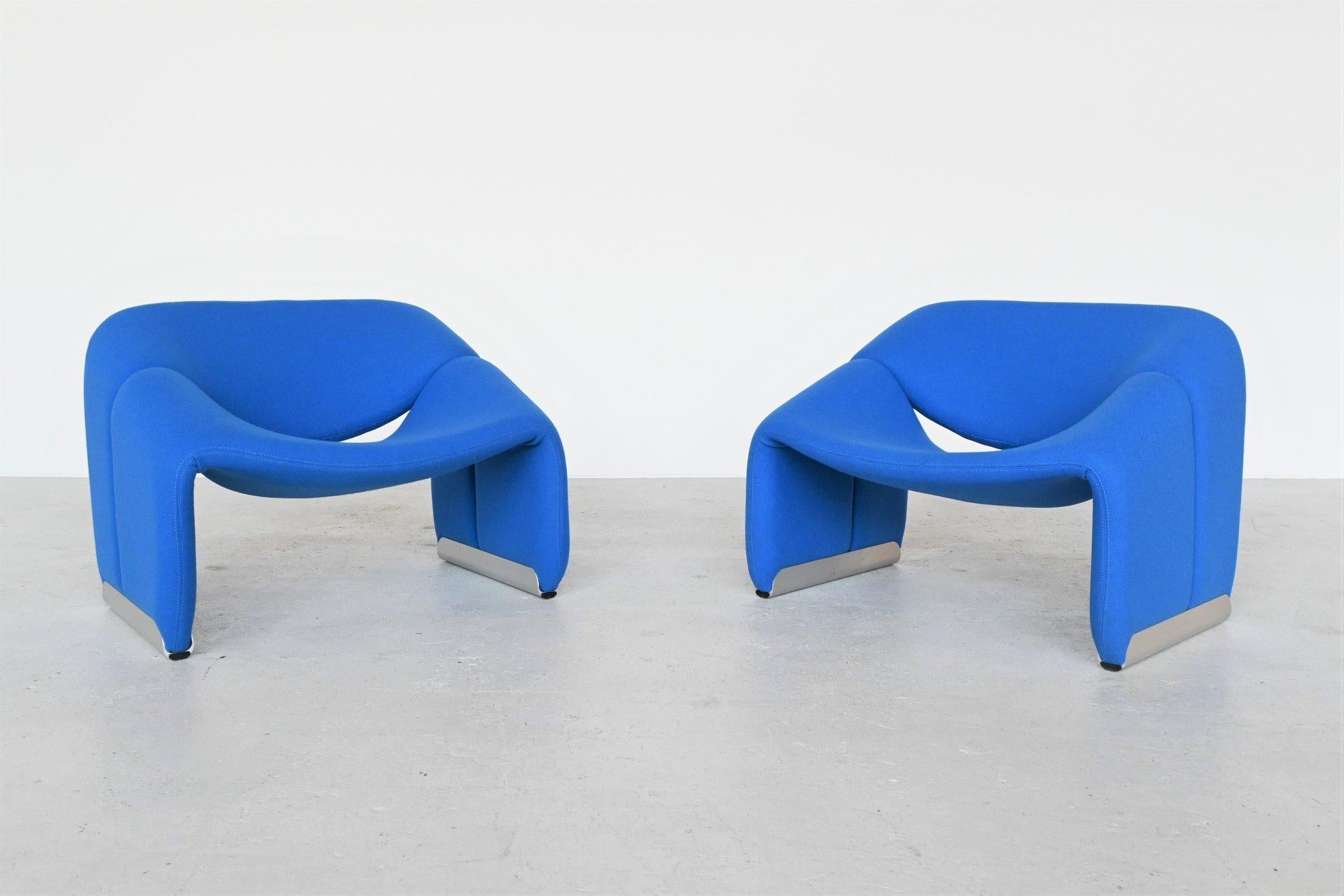 Mid-Century Modern Pierre Paulin Pair of F598 Groovy Lounge Chairs Artifort, the Netherlands, 1972