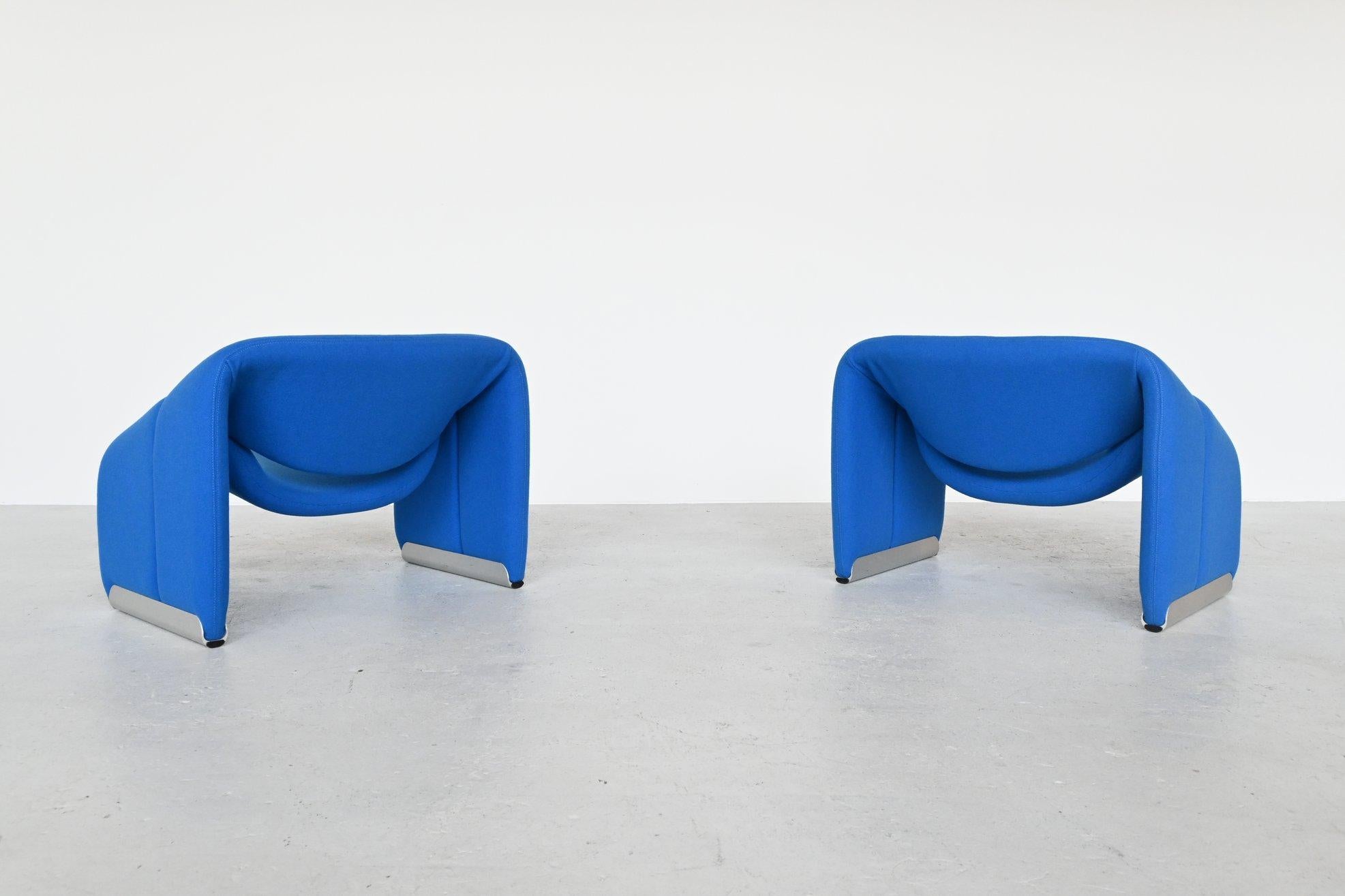 Dutch Pierre Paulin Pair of F598 Groovy Lounge Chairs Artifort, the Netherlands, 1972