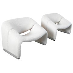 pierre paulin groovy chair Pierre Paulin Pair of Groovy Chairs in Wool for Artifort, The Netherlands, 1973