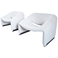 Pierre Paulin Pair of Groovy Chairs in Wool for Artifort, the Netherlands, 1973 Pierre Paulin Pair of Groovy Chairs in Wool for Artifort, the Netherlands, 1973