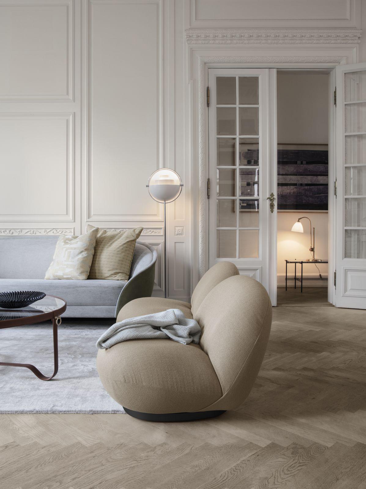 Pierre Paulin Silla Pacha Lounge Base Fija Madera Pintada Oro Perlado Moderno de mediados de siglo en venta