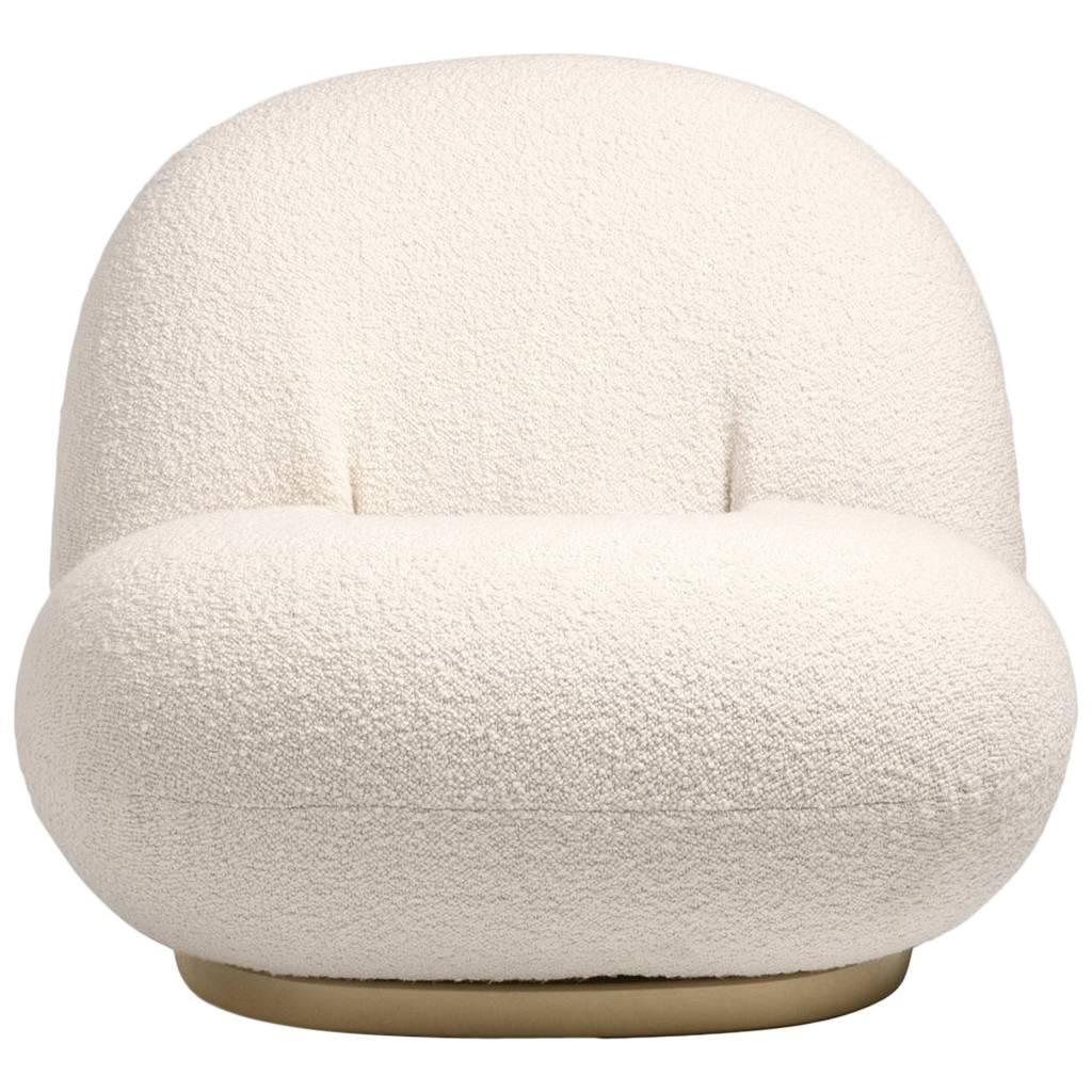 Pierre Paulin Silla Pacha Lounge Base Fija Madera Pintada Oro Perlado Tela en venta