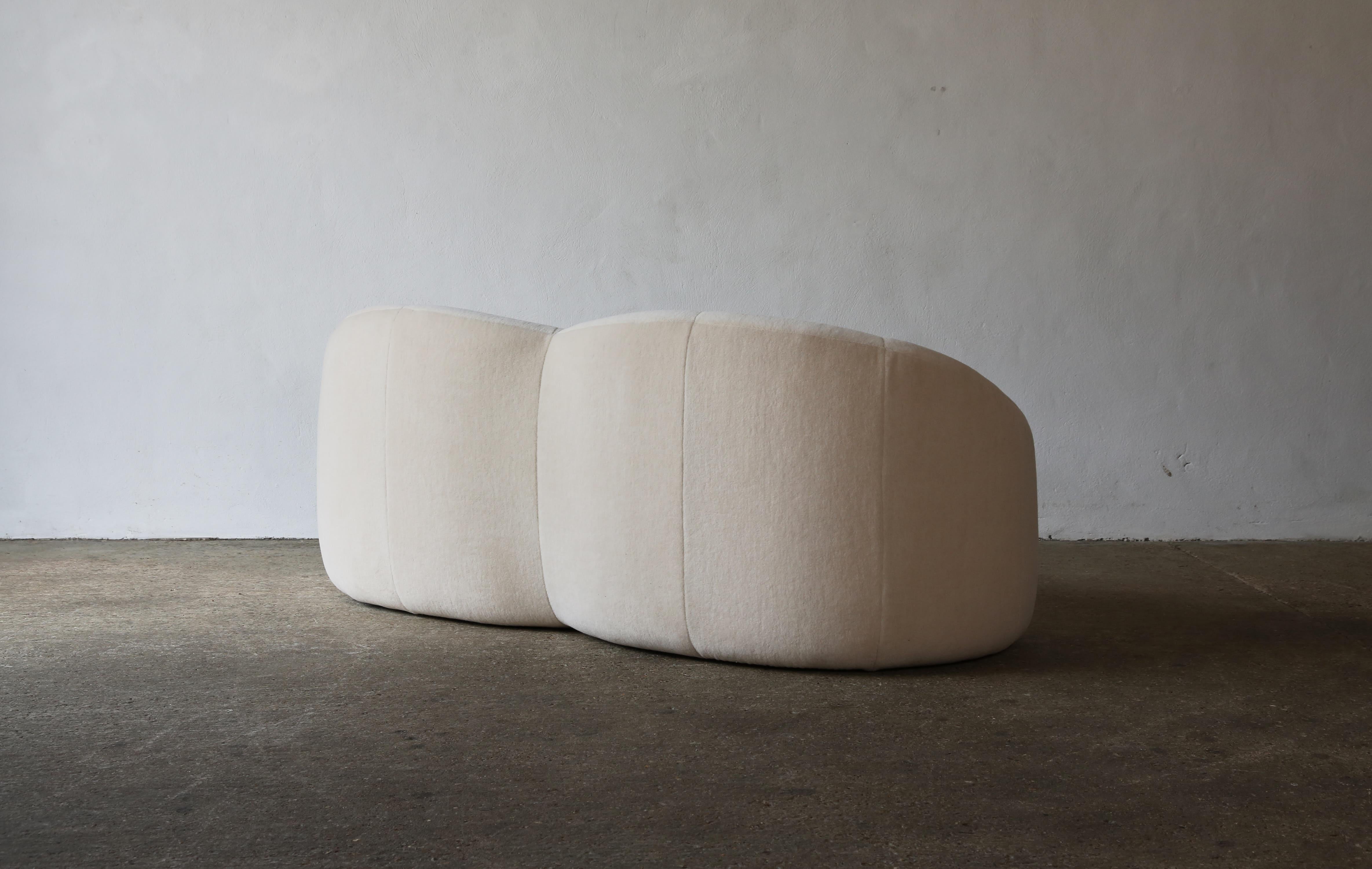 Mid-Century Modern Pierre Paulin Pumpkin Sofa, Newly Upholstered in Pure Alpaca