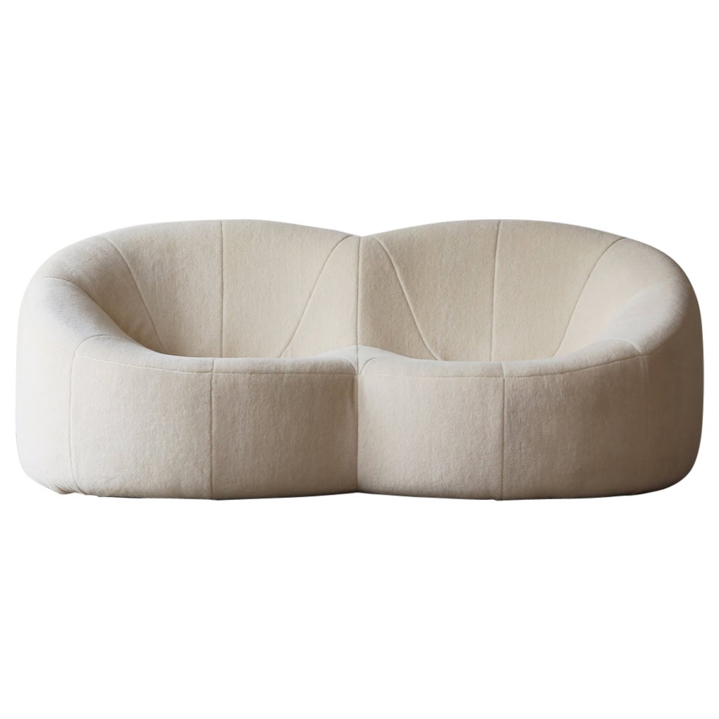 Pierre Paulin Pumpkin Sofa, Newly Upholstered in Pure Alpaca
