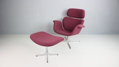 Pierre Paulin Purple Lounge Chair "Big Tulip" F551 & Ottoman, 1960's Netherlands