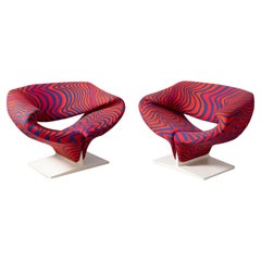 Pierre Paulin Rare et précoce "Ribbon Chairs" avec tissu original 1967 (Signé)