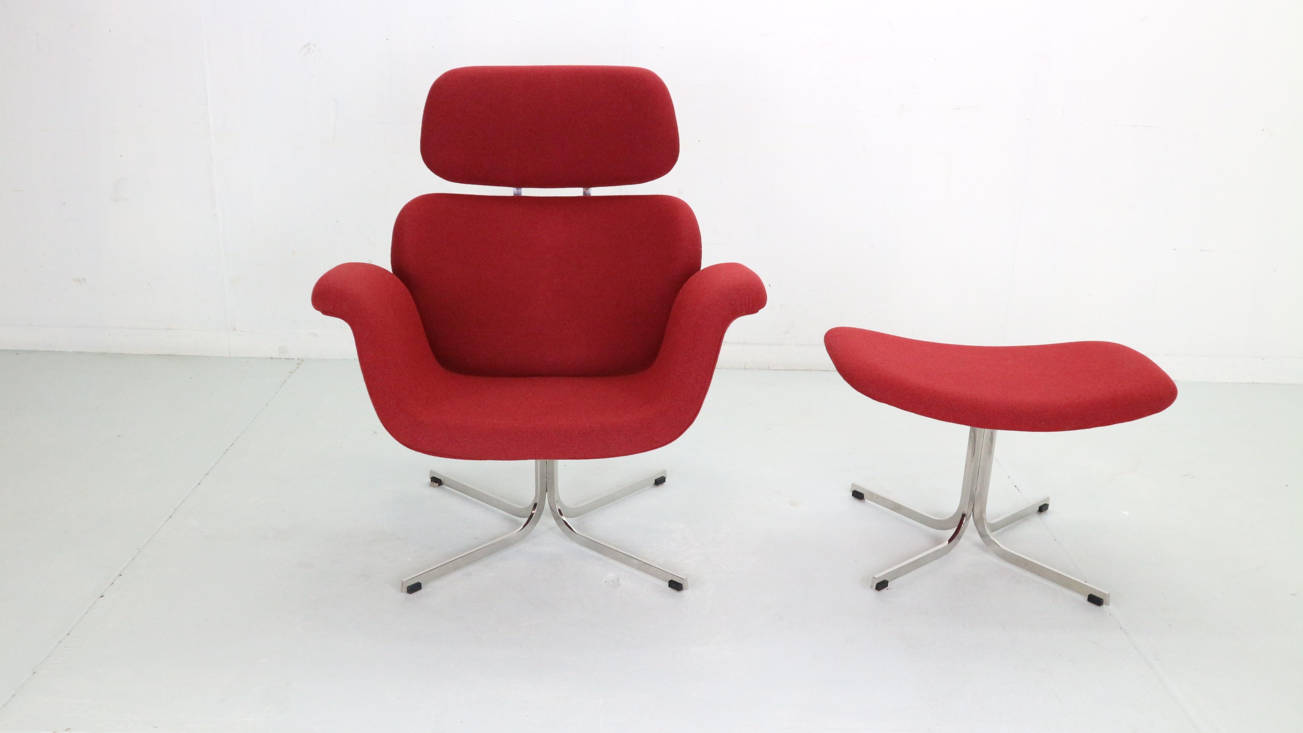 Mid-Century Modern Pierre Paulin Red Lounge Chair 