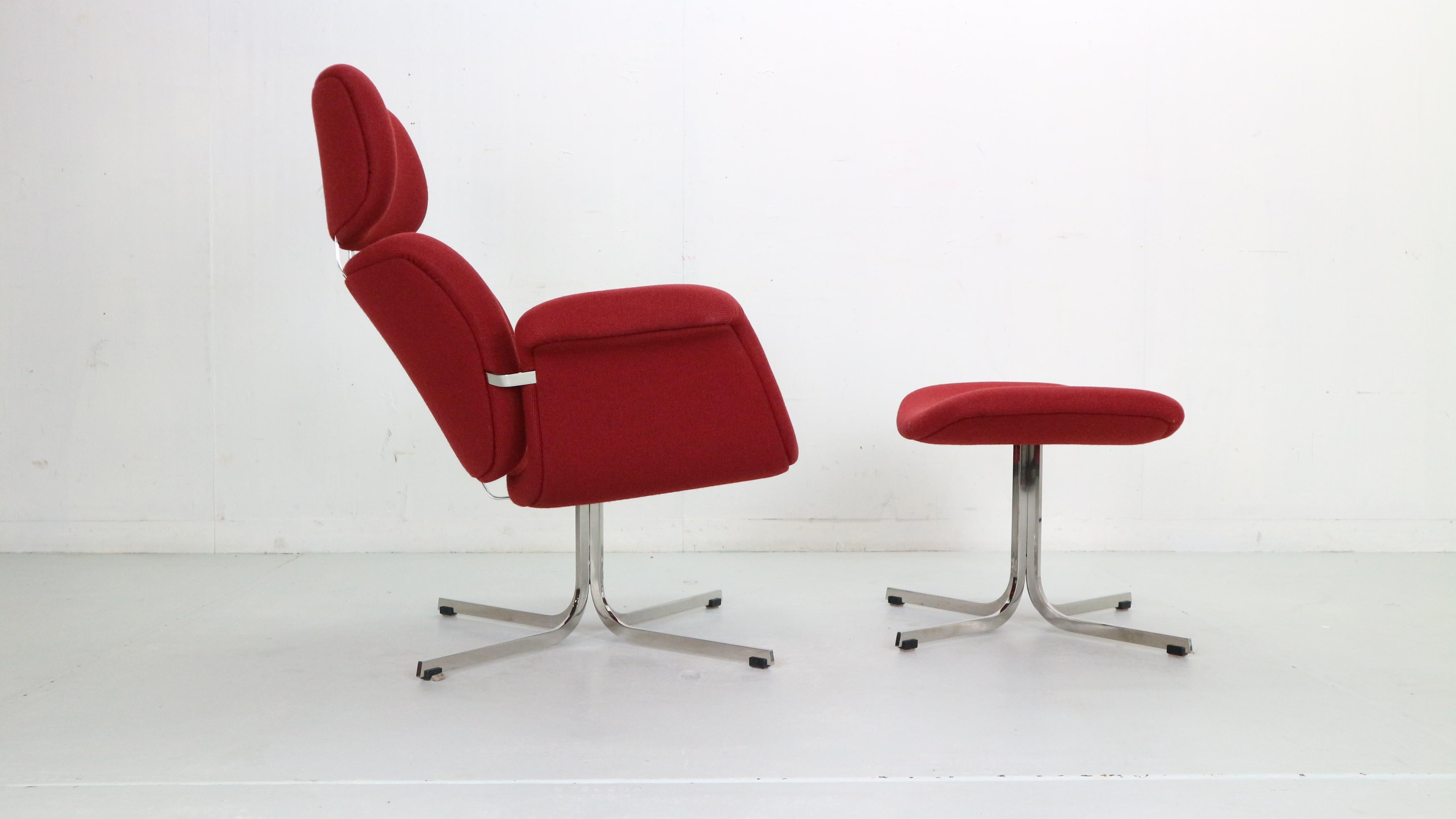 Metal Pierre Paulin Red Lounge Chair 