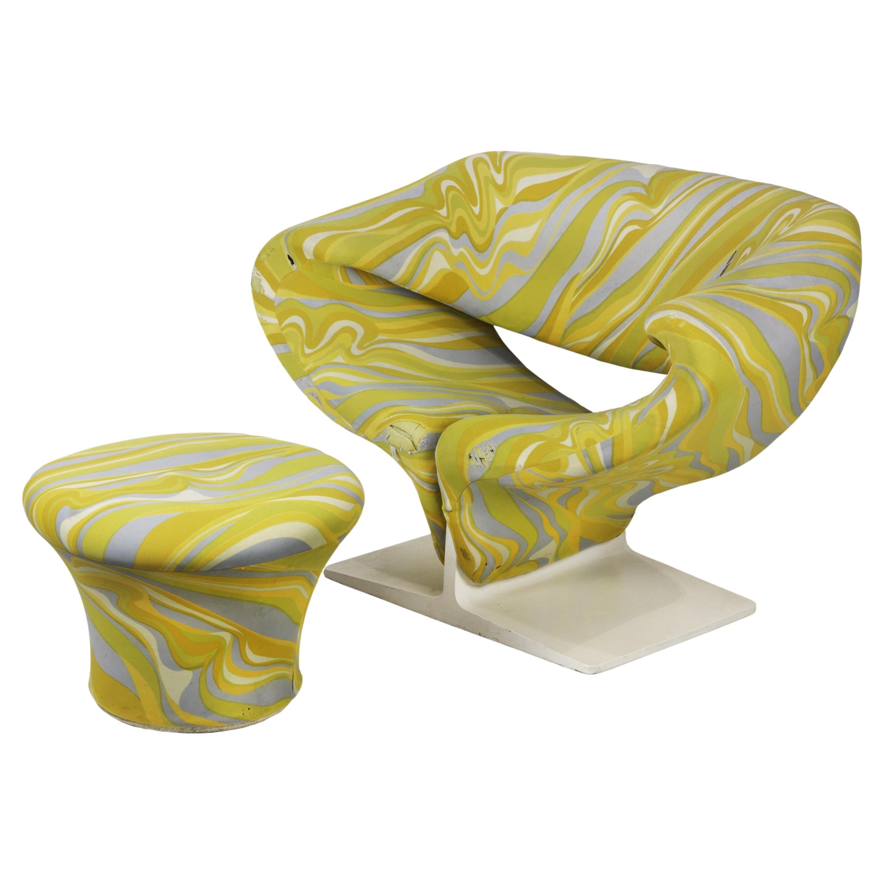 Pierre Paulin, Ribbon Chair and Ottoman for Artifort
