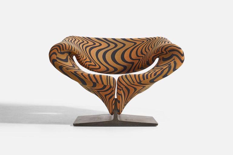 Dutch Pierre Paulin, Ribbon Chair, Fabric, Wood, Artifort, Netherlands, 1960s For Sale