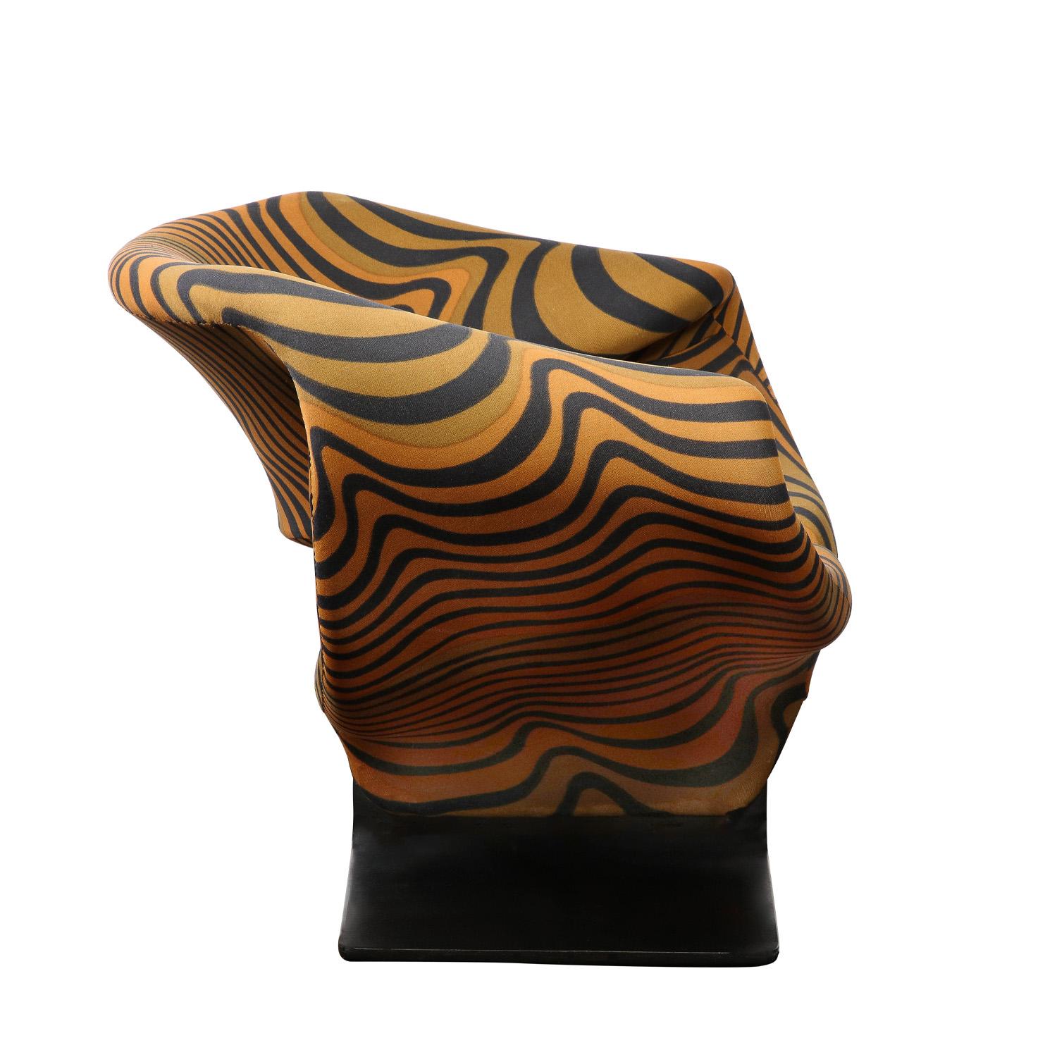 Néerlandais Rare et ancienne chaise Ribbon avec tissu d'origine de Pierre Paulin, signée, 1967