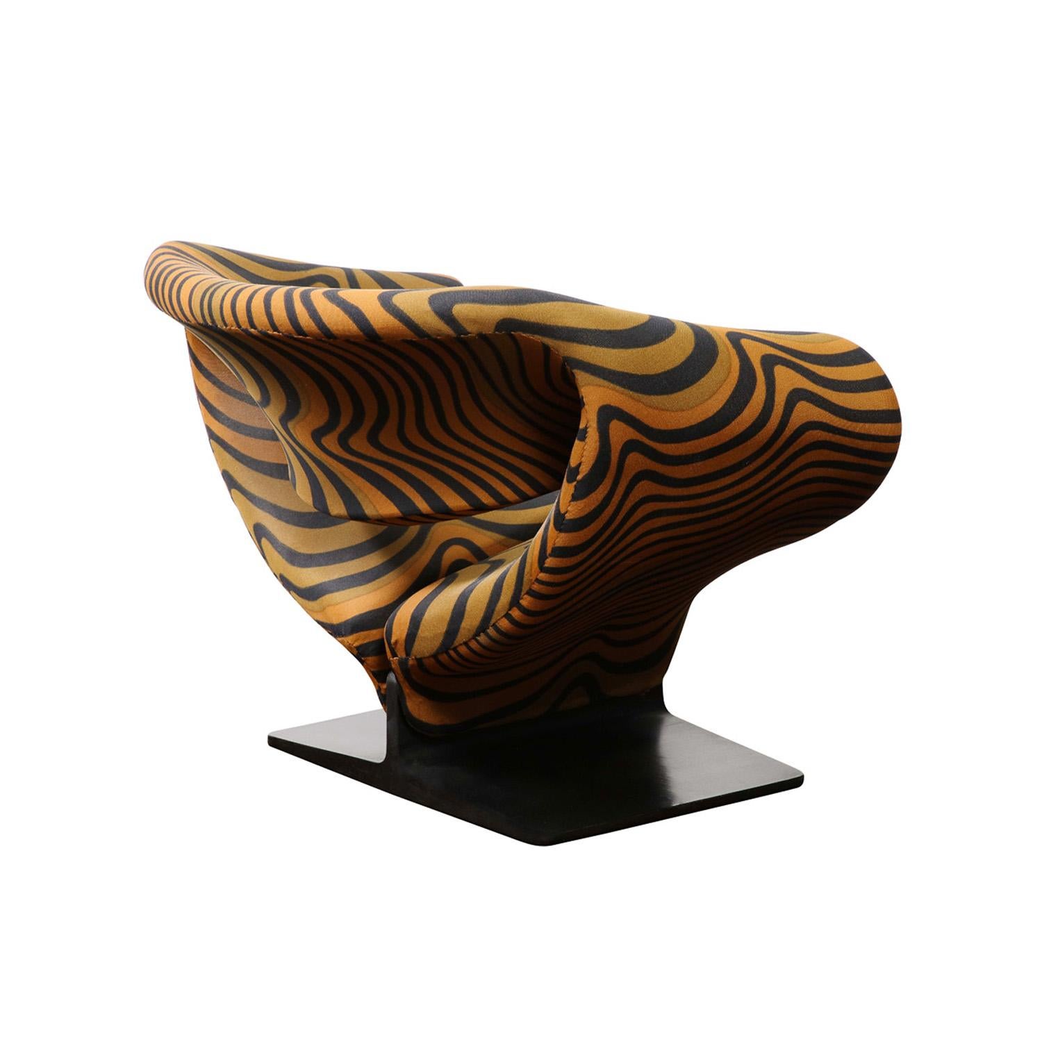 Fait main Rare et ancienne chaise Ribbon avec tissu d'origine de Pierre Paulin, signée, 1967