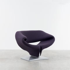 Pierre Paulin Ribbon Lounge Chair and Ottoman in Purple fabric for Artifort